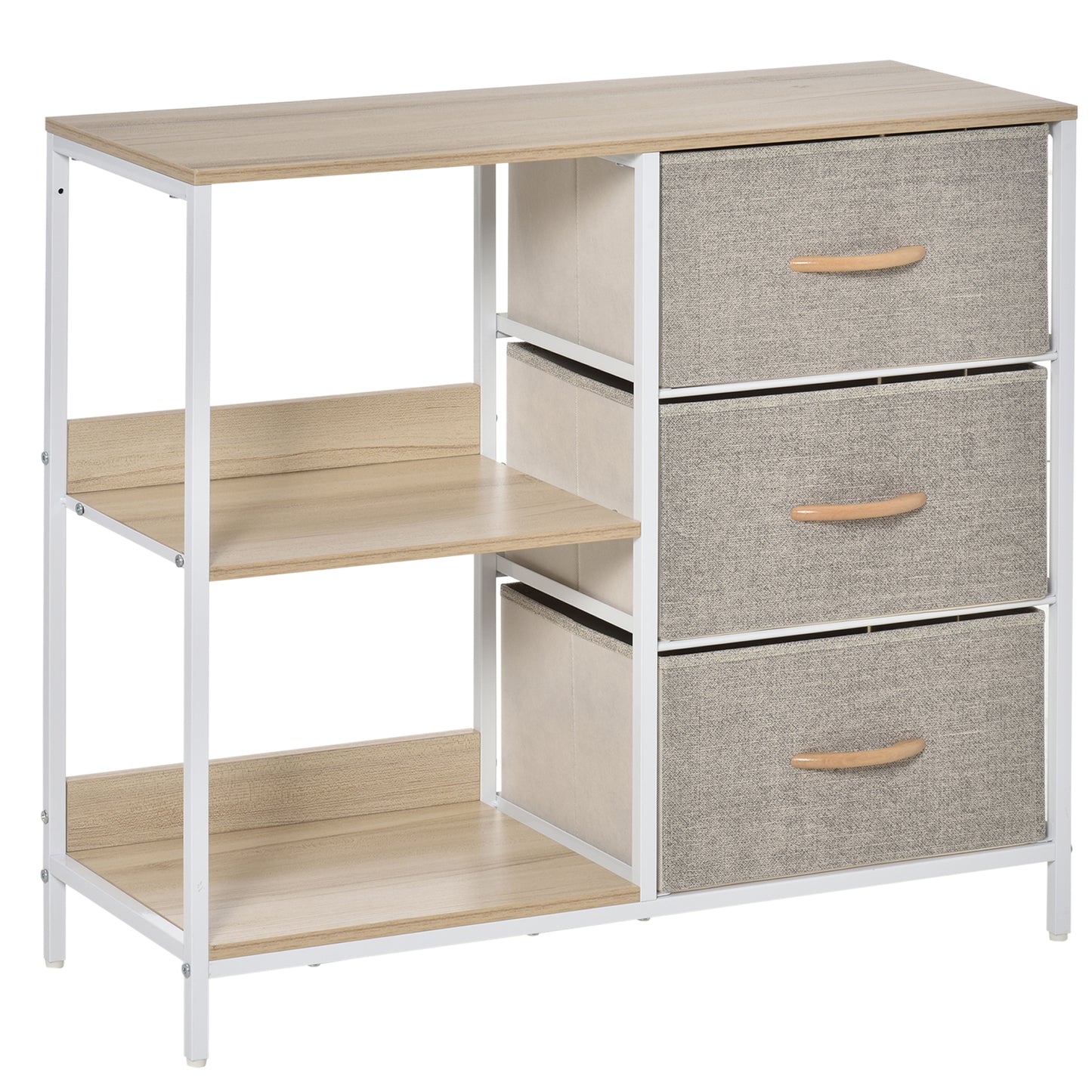 HOMCOM Storage Cabinet Organizer 3 Drawer Chest Dresser Tower with 2 Shelves