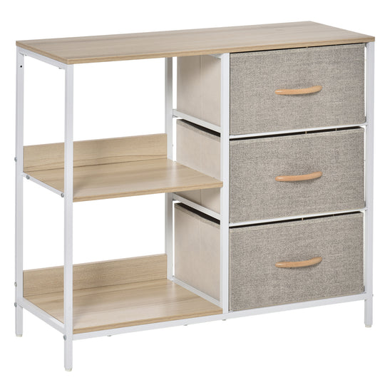 HOMCOM Storage Cabinet Organizer 3 Drawer Chest Dresser Tower with 2 Shelves