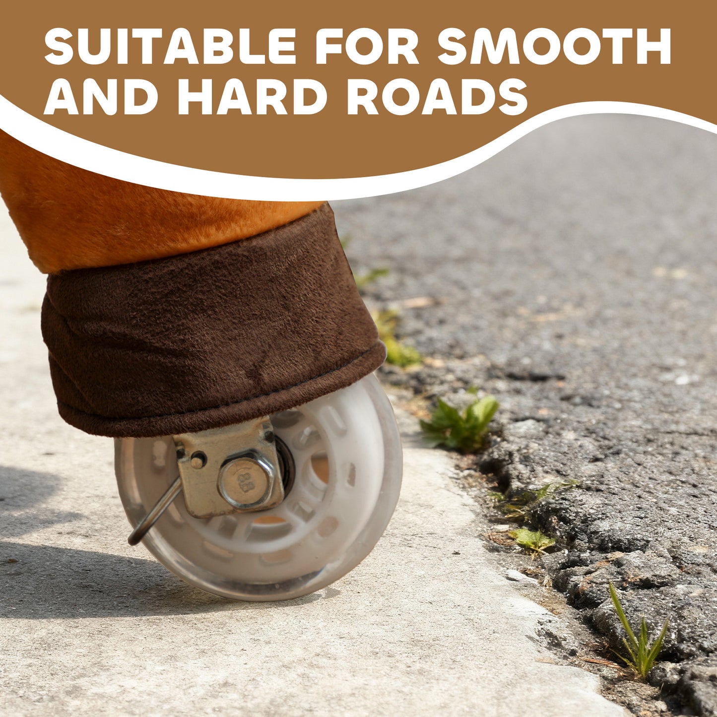 AIYAPLAY Ride On Horse, Plush Walking Horse Toy with Wheels and Saddle for Ages 3-5 Years Old, Dark Brown