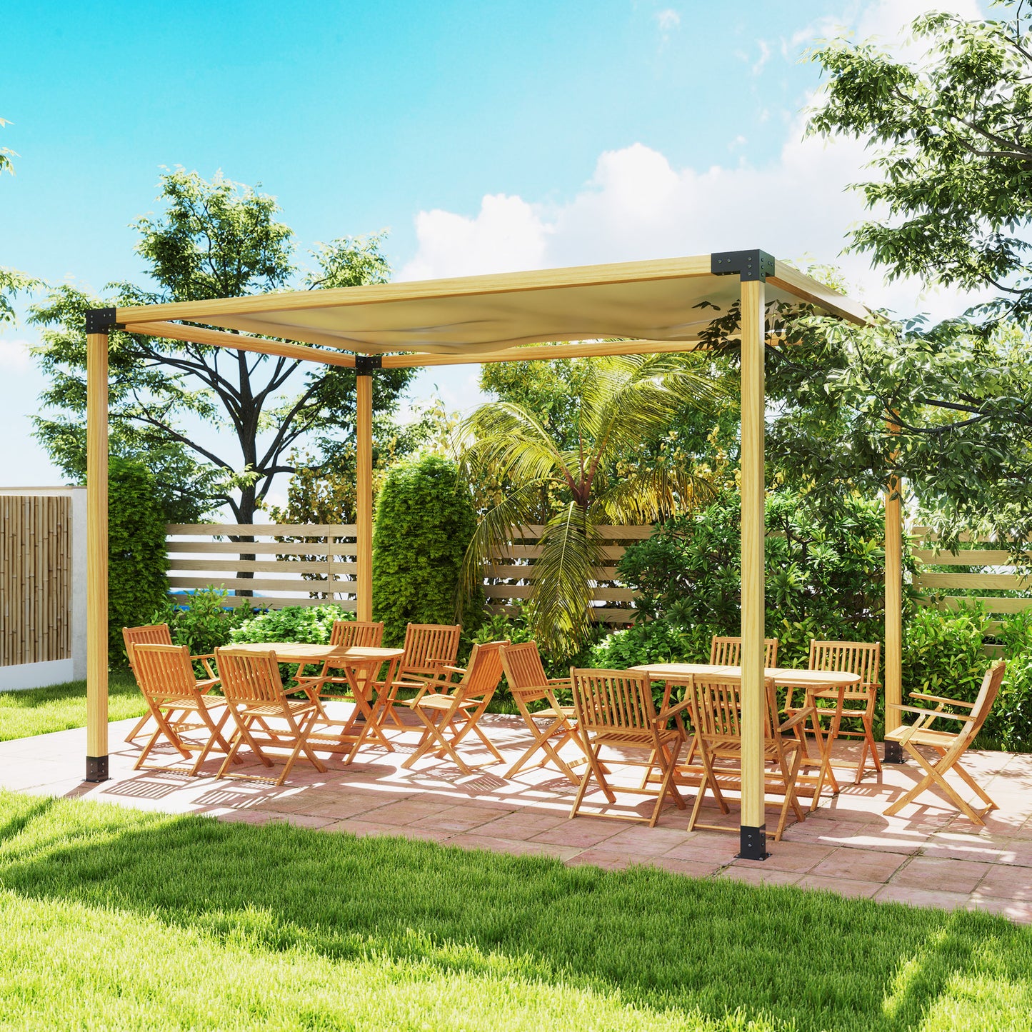 Outsunny Pergola Kit: DIY 3-Way Brackets & Post Base for 4"x4" Lumber, 8 PCS with Screws Included