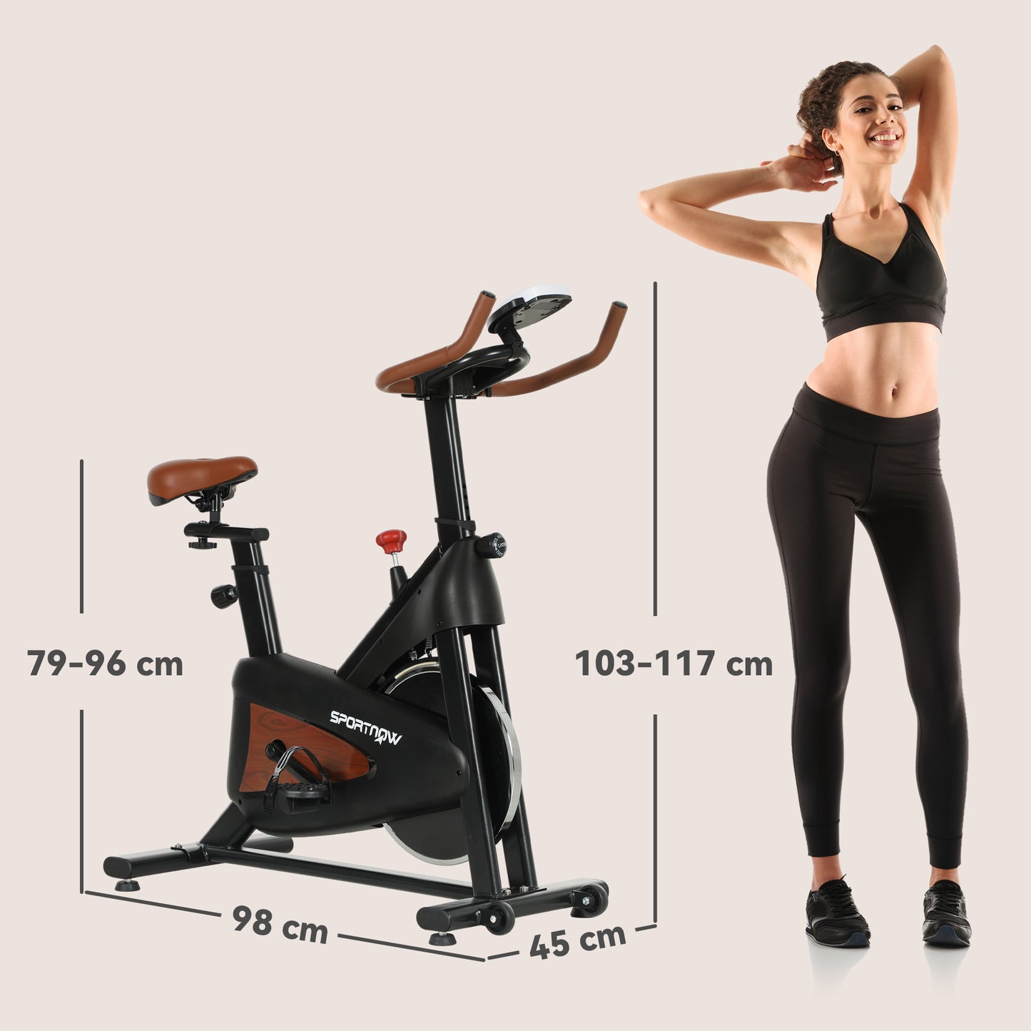 SPORTNOW Indoor Exercise Bike, Quiet Stationary Bike, Stylish Cycling Machine with Adjustable Seat and Resistance