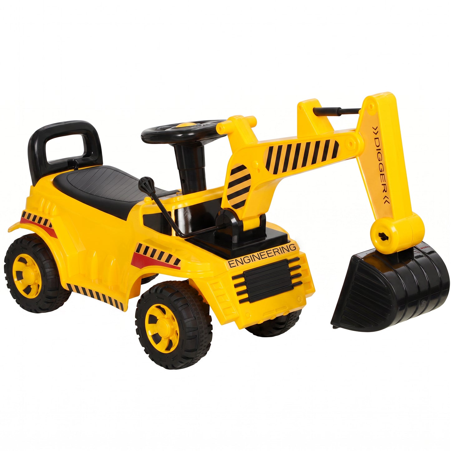 AIYAPLAY Kids Ride on Digger, Toddler Construction Toy Car with Security Helmet, Horn, Detachable Digging Arm