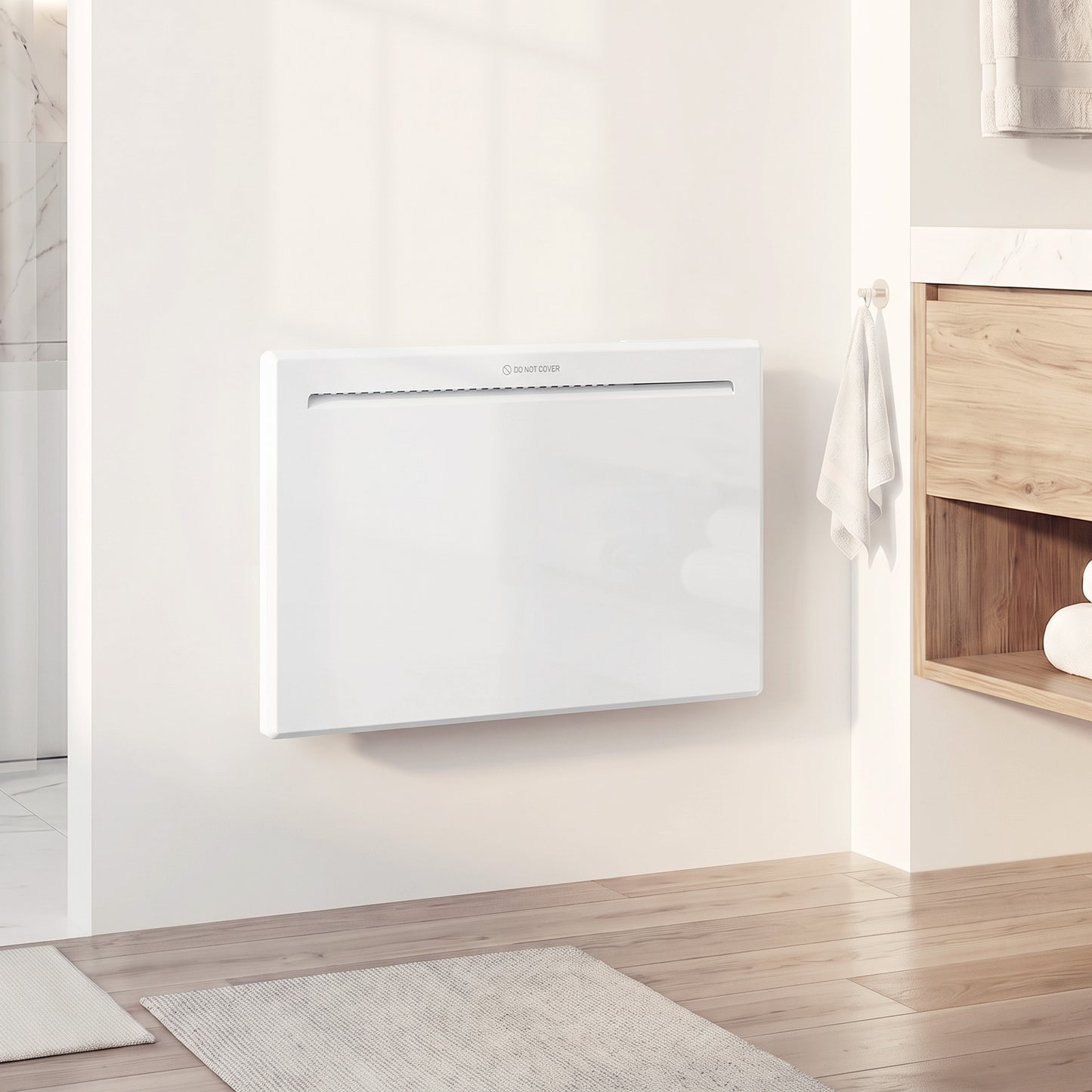 HOMCOM Smart Panel Heater Wall Mounted/Freestanding, Electric Heater with Weekly Timer, Open Window & Anti-Frost, 1000W, White