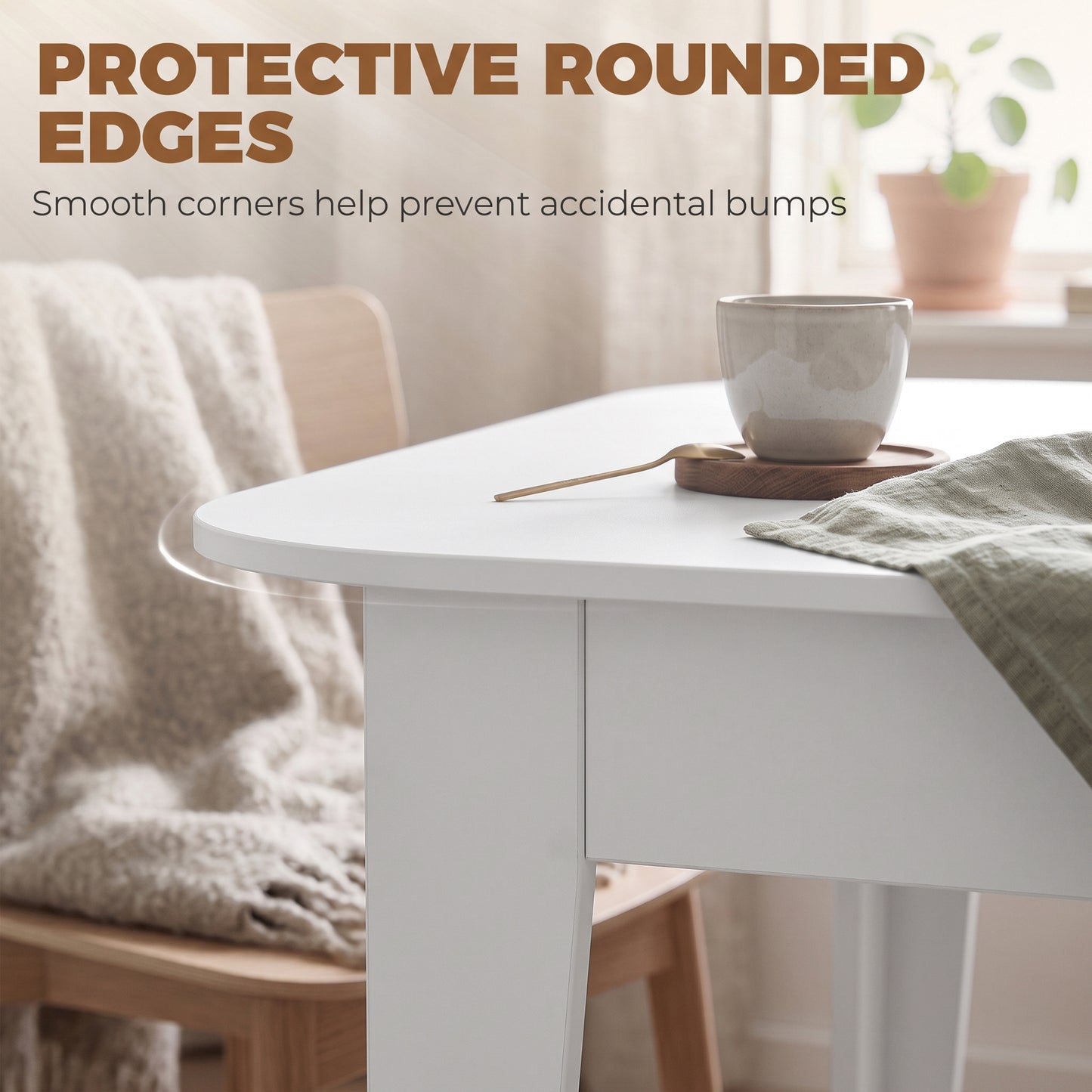 HOMCOM Extendable Oval Dining Table for 4-6, Modern Expandable Kitchen Table, Round Edges, White