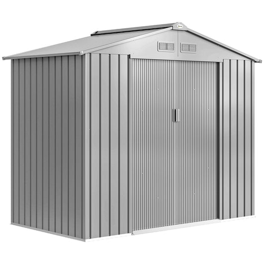 Outsunny 7 x 4ft Lockable Metal Garden Tool Storage Shed Storage - Grey