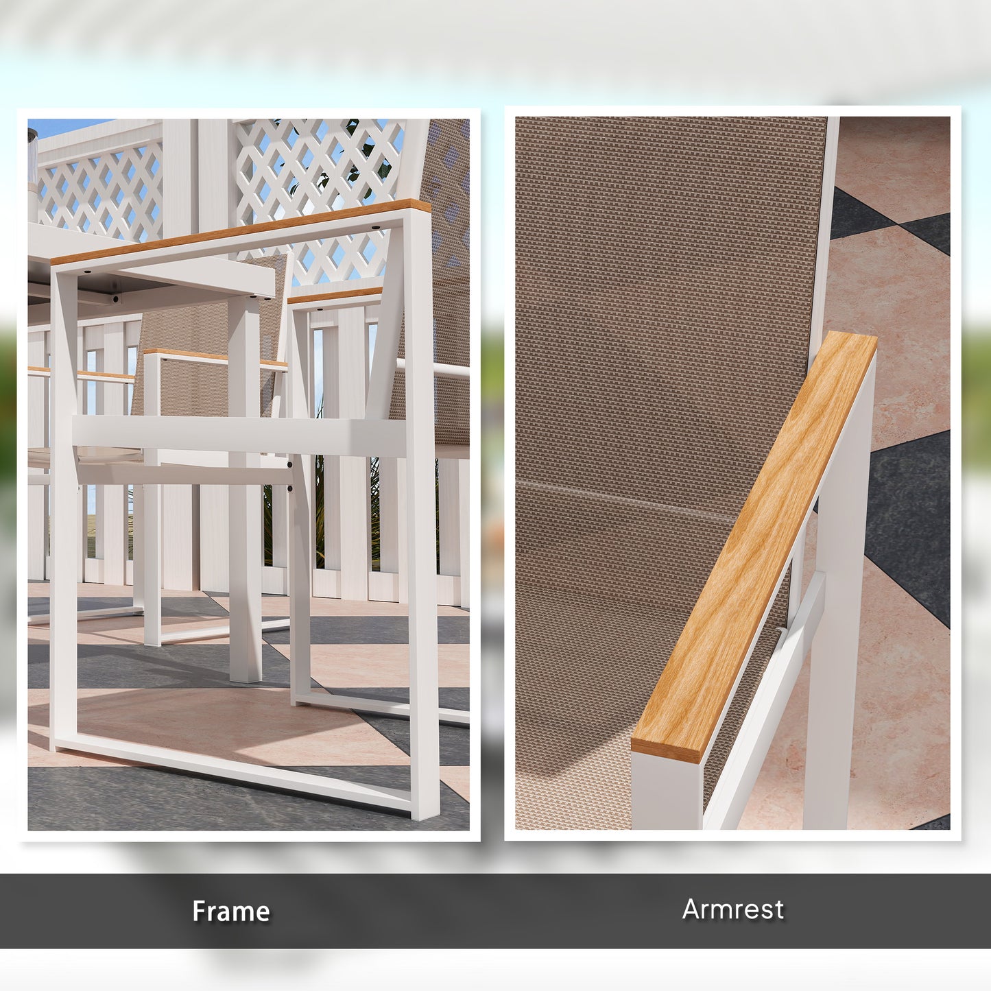 Outsunny 5 Piece Garden Furniture Set with 4 Armchairs and Tempered Glass Table Top, for Deck, Balcony
