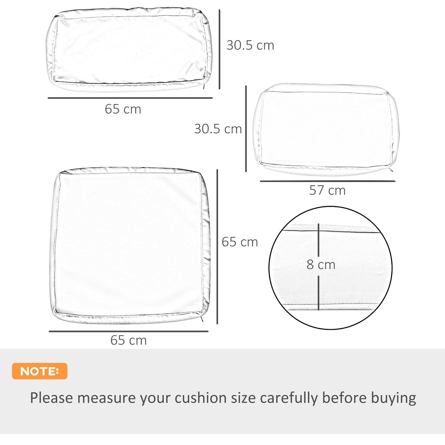 Outsunny Garden Rattan Sofa Cushion Polyester Cover Replacement Outdoor- No Cushion Included Black