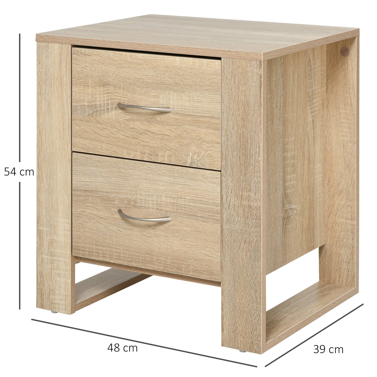 HOMCOM Particle Board 2-Drawer Bedside Table White