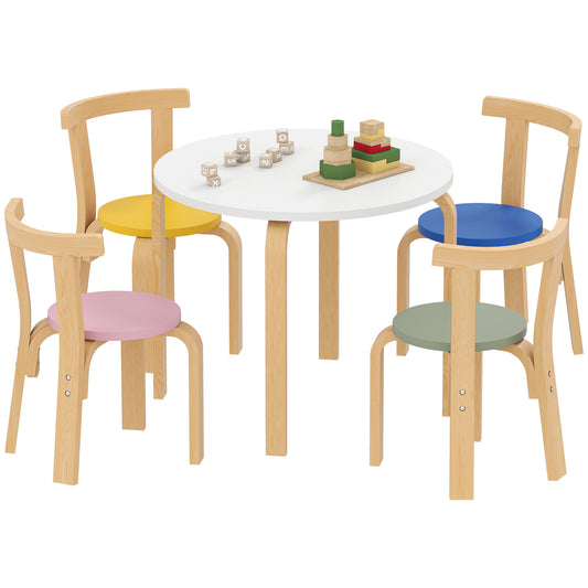 AIYAPLAY 5 Piece Kids Table and Chairs Set, Wooden Toddler Table and Chairs Set for Nursery, Playroom, Classroom, for 3-8 Years