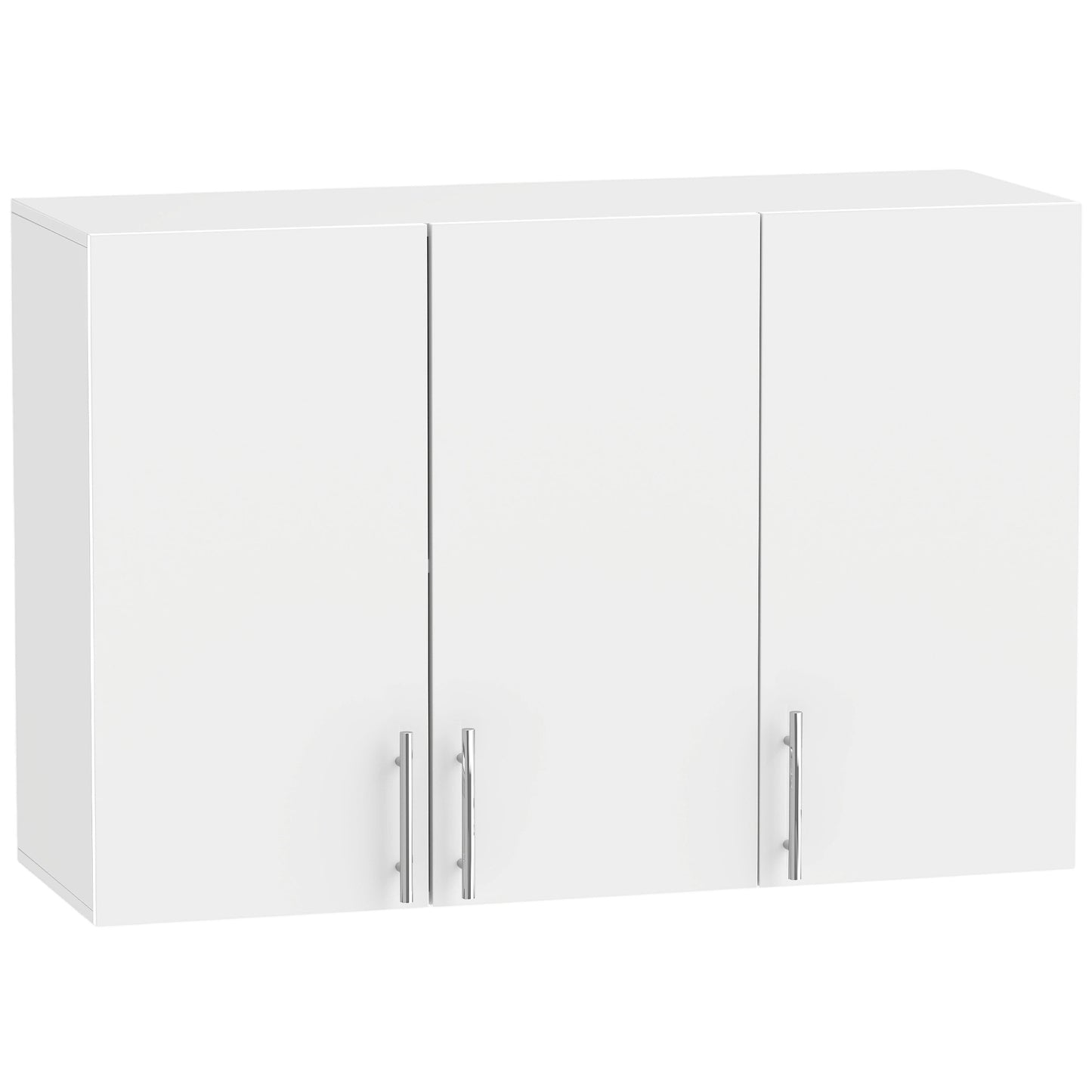 HOMCOM Bathroom Wall Cabinet, Wall-Mounted Bathroom Storage Cabinet with 3 Doors, Adjustable Shelf for Kitchen, White