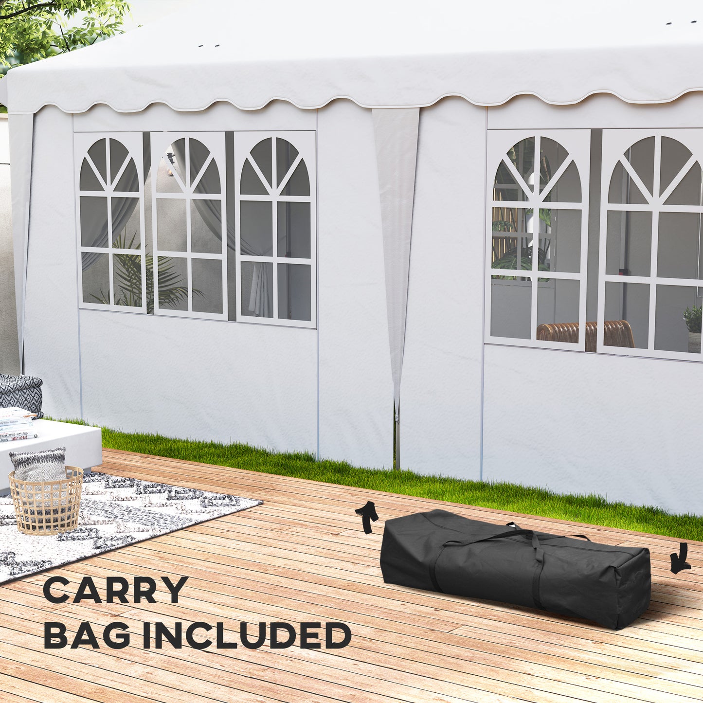Outsunny 3x6m Pop Up Gazebo, Height Adjustable Party Tent with Carry Bag & Sand Bags, White