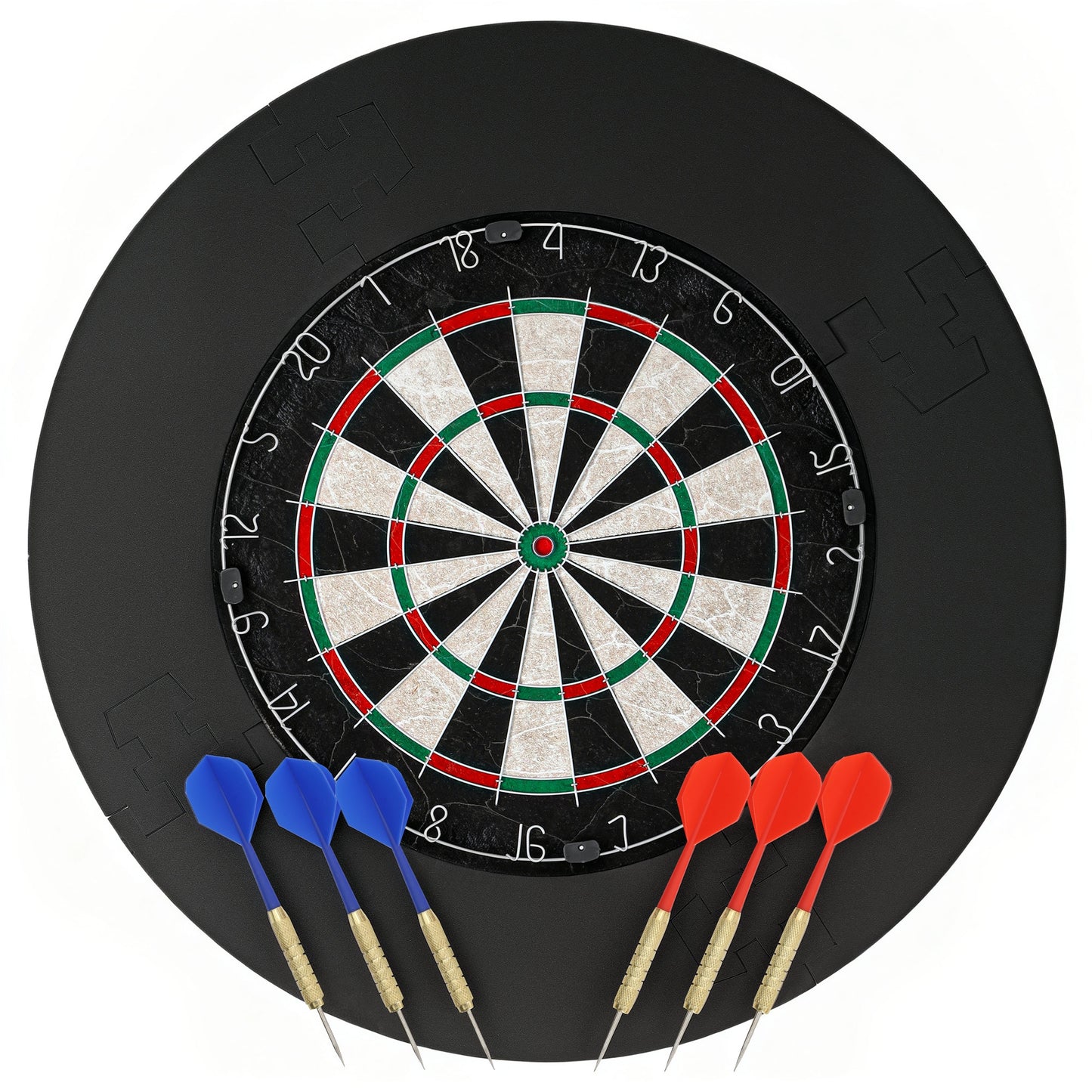 SPORTNOW Professional Bristle Dartboard Set with EVA Surround Ring, 6 Steel Tip Darts, Black