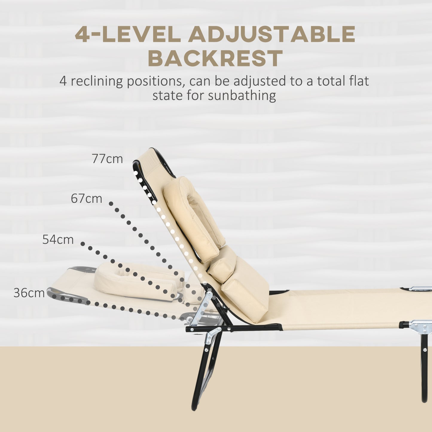 Outsunny Adjustable 2-Piece Sun Lounger Set with Pillow - Brown