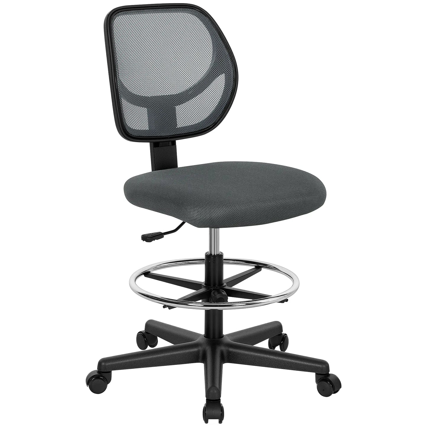 Vinsetto Ergonomic Mesh Standing Desk Chair with Adjustable Footrest Ring and Seat Height Charcoal Grey