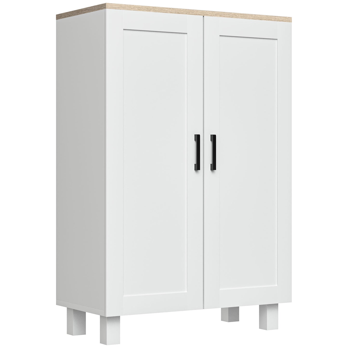 HOMCOM Nordic Sideboard Storage Cabinet with Adjustable Shelf Coffee Bar Cabinet Two Doors 60 x 30 x 90 cm White