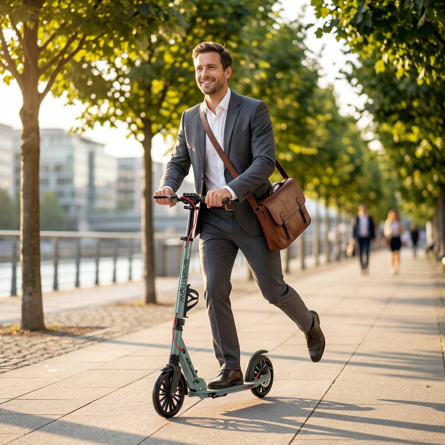 SPORTNOW Foldable Kick Scooter with Height Adjustable Handlebar, One-click Folding Adult Scooters with 200 mm Big Wheels, Silver