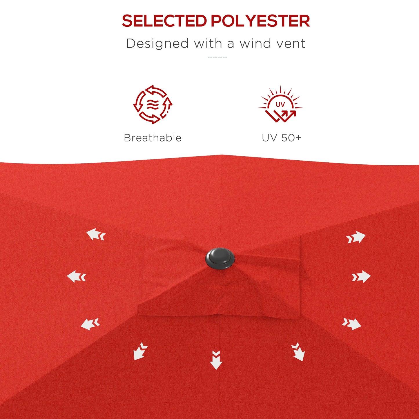 Outsunny 2x3m Garden Parasol, Rectangular Sun Shade with Crank & Tilt, Aluminium Pole, Wine Red