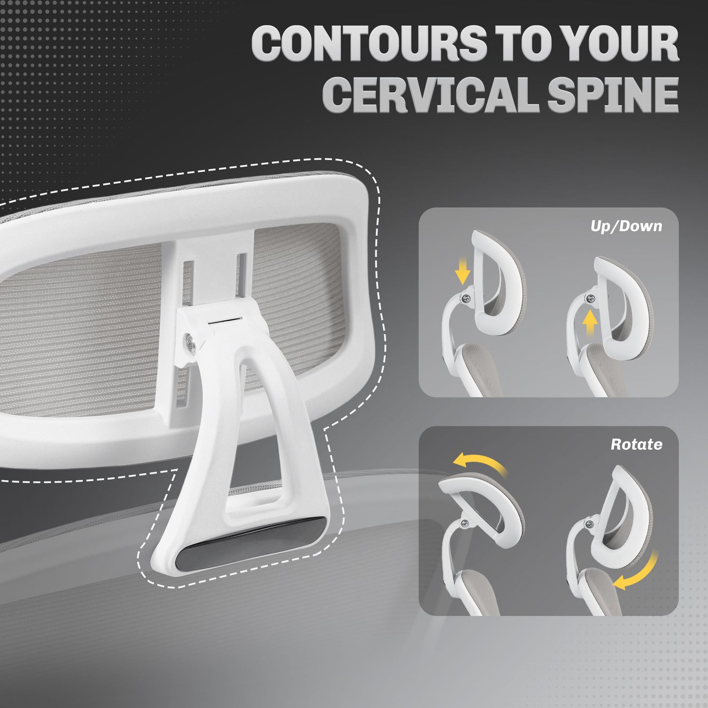 HOMCOM Ergonomic Office Chair, Mesh High Back, Adjustable Lumbar Support & Headrest, Footrest, Reclining Swivel, Home Study, Grey