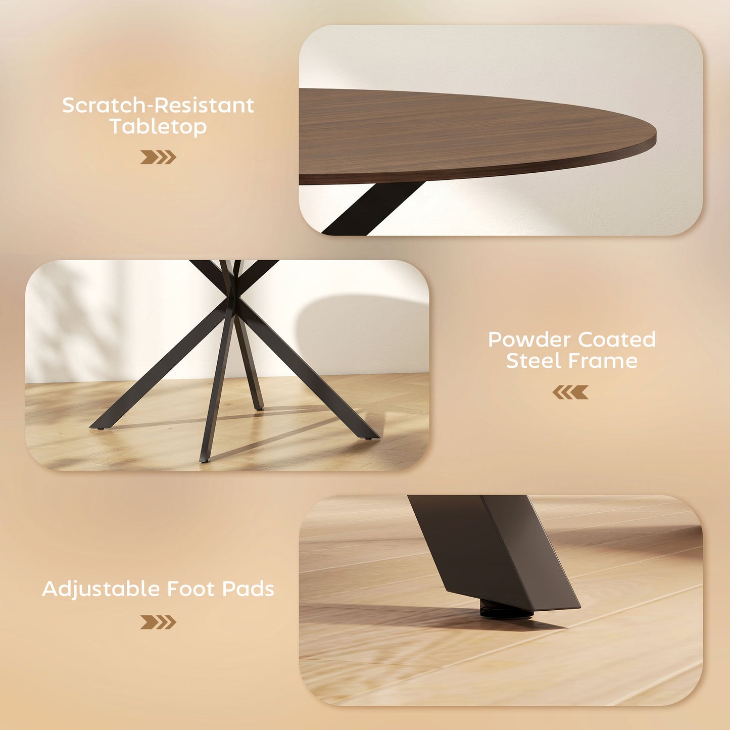 HOMCOM Dining Table for 4, 120 cm Industrial Kitchen Table with Wood Effect Tabletop and Steel Legs, Brown