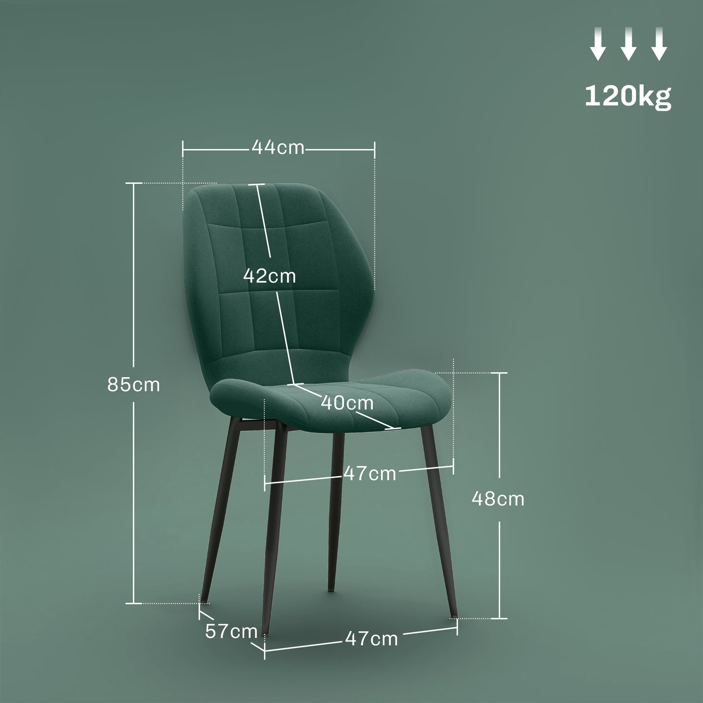 HOMCOM Set of Four Flannel Relaxed Tub Dining Chairs - Green