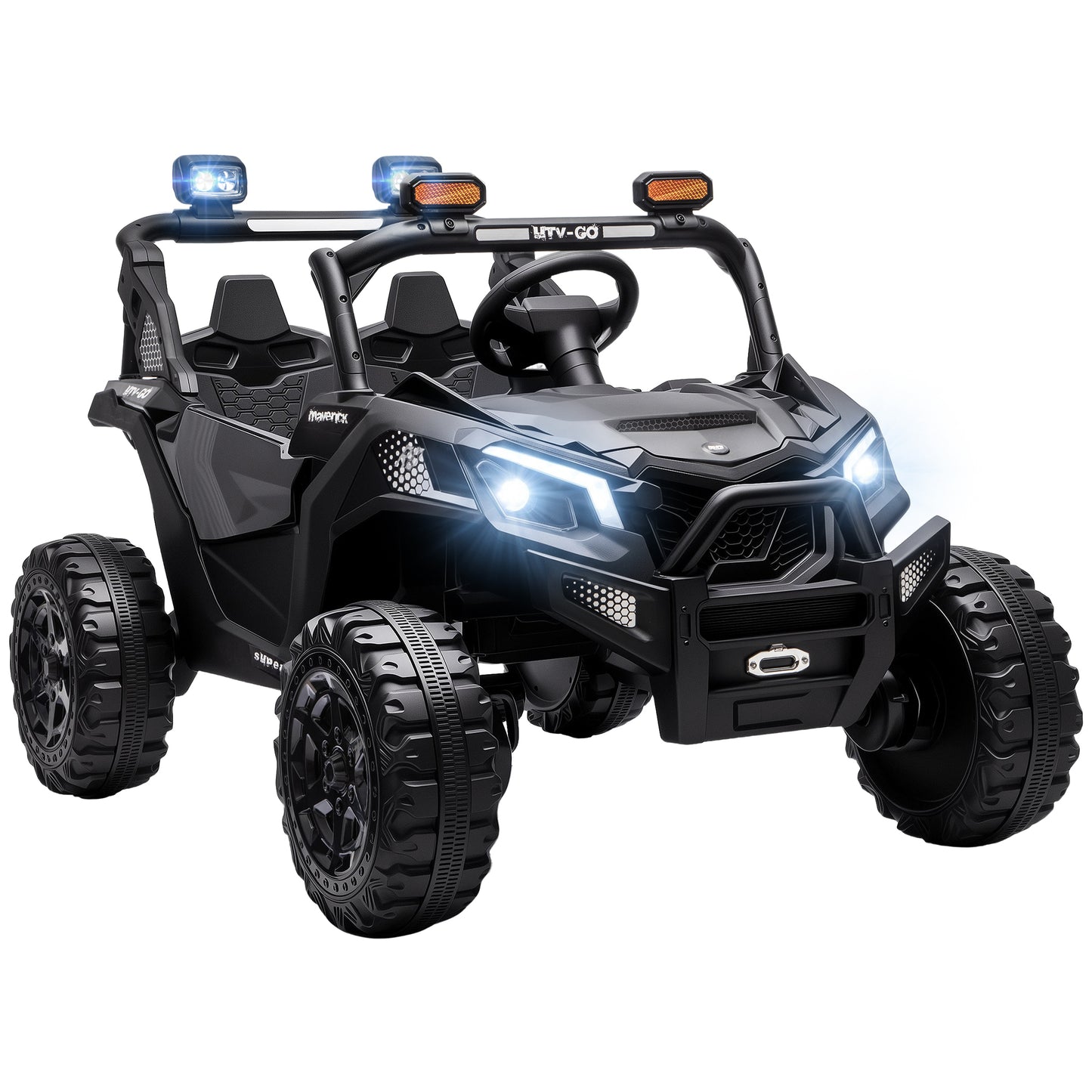 AIYAPLAY 24V 2 Seater Ride On Truck Car for Big Kids with Remote Control, Dual Motors, 4-Wheel Suspension for Ages 3-8, Black