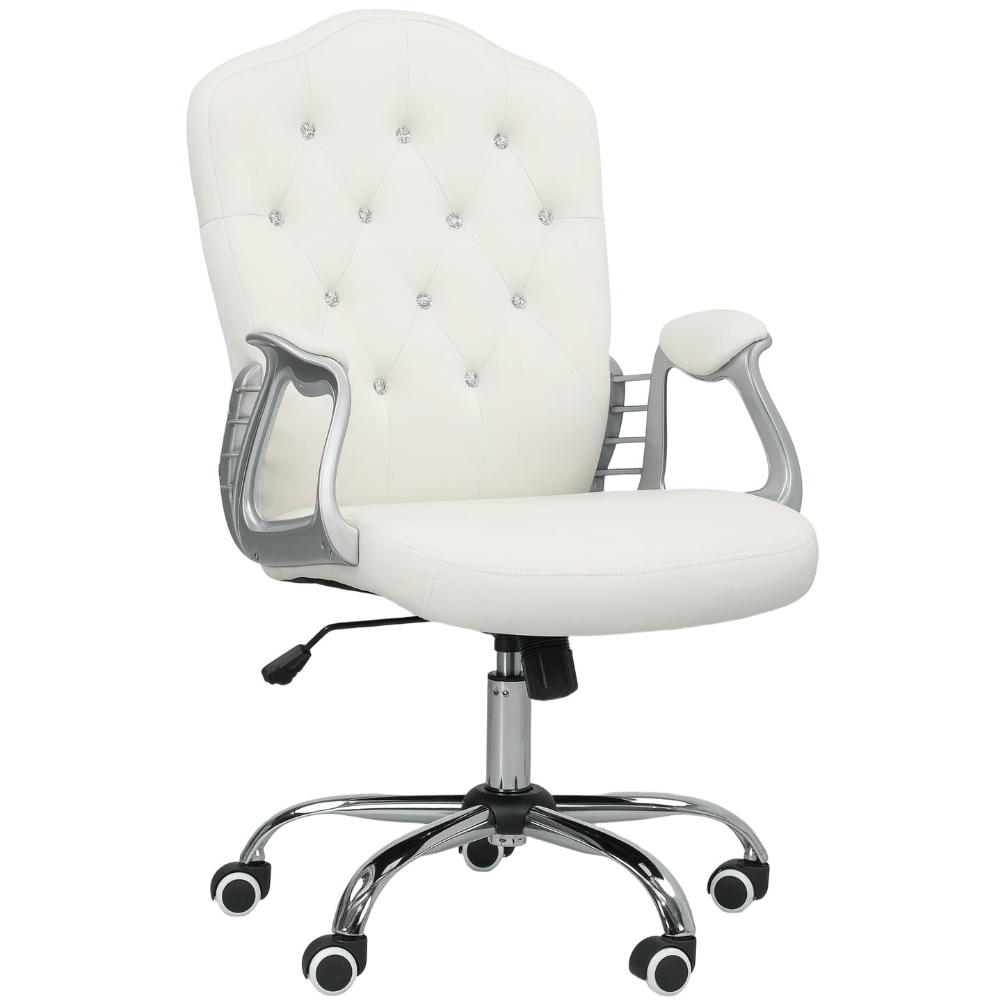 Vinsetto Velvet-Feel Work Chair, with Diamante Back - Cream