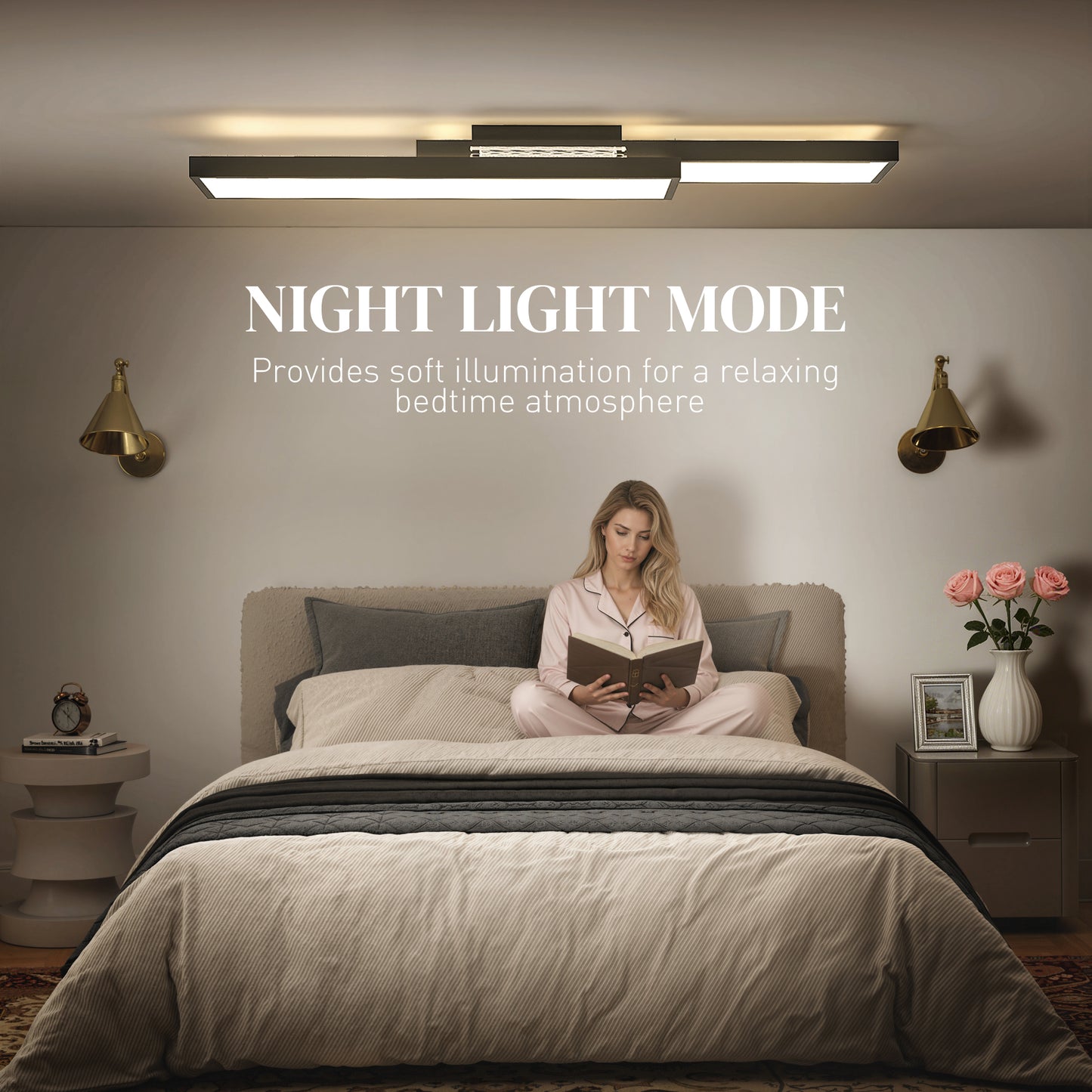 HOMCOM LED Ceiling Light Dimmable Remote Black