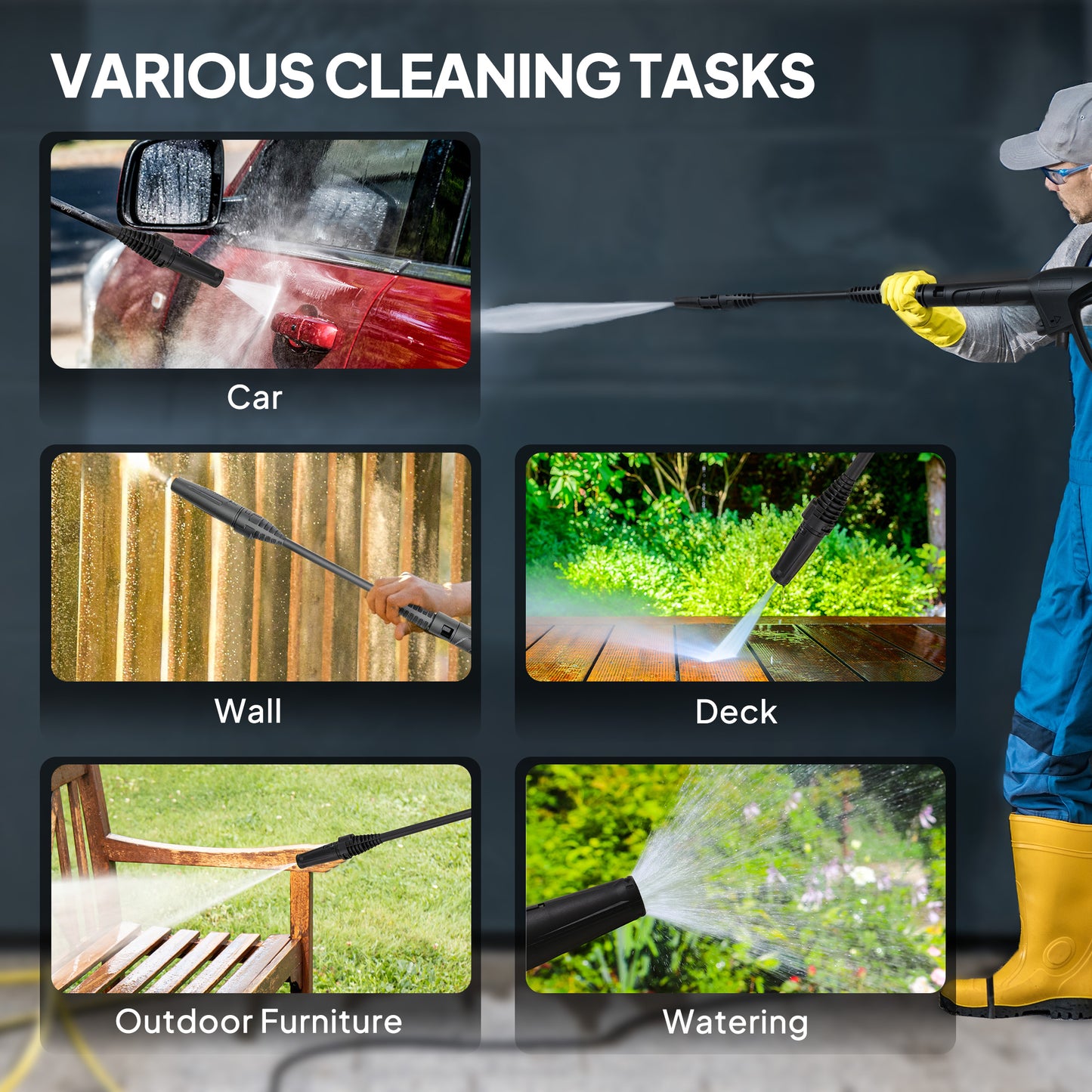 Outsunny 150-Bar Pressure Washer, with Accessories - Red/Black