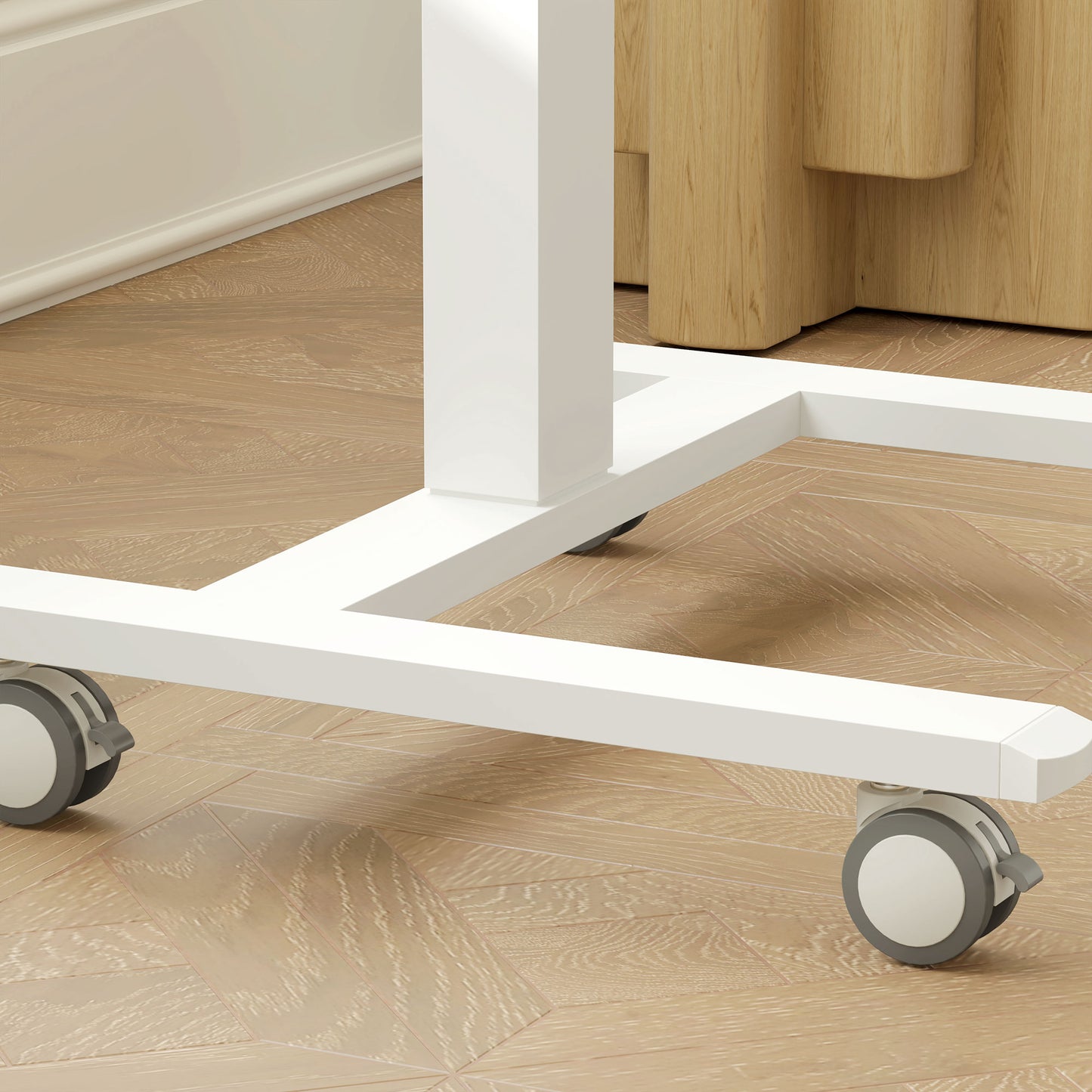 Vinsetto Movable Standing Desk, Adjustable Sit-Stand Design with Crank, Natural Wood