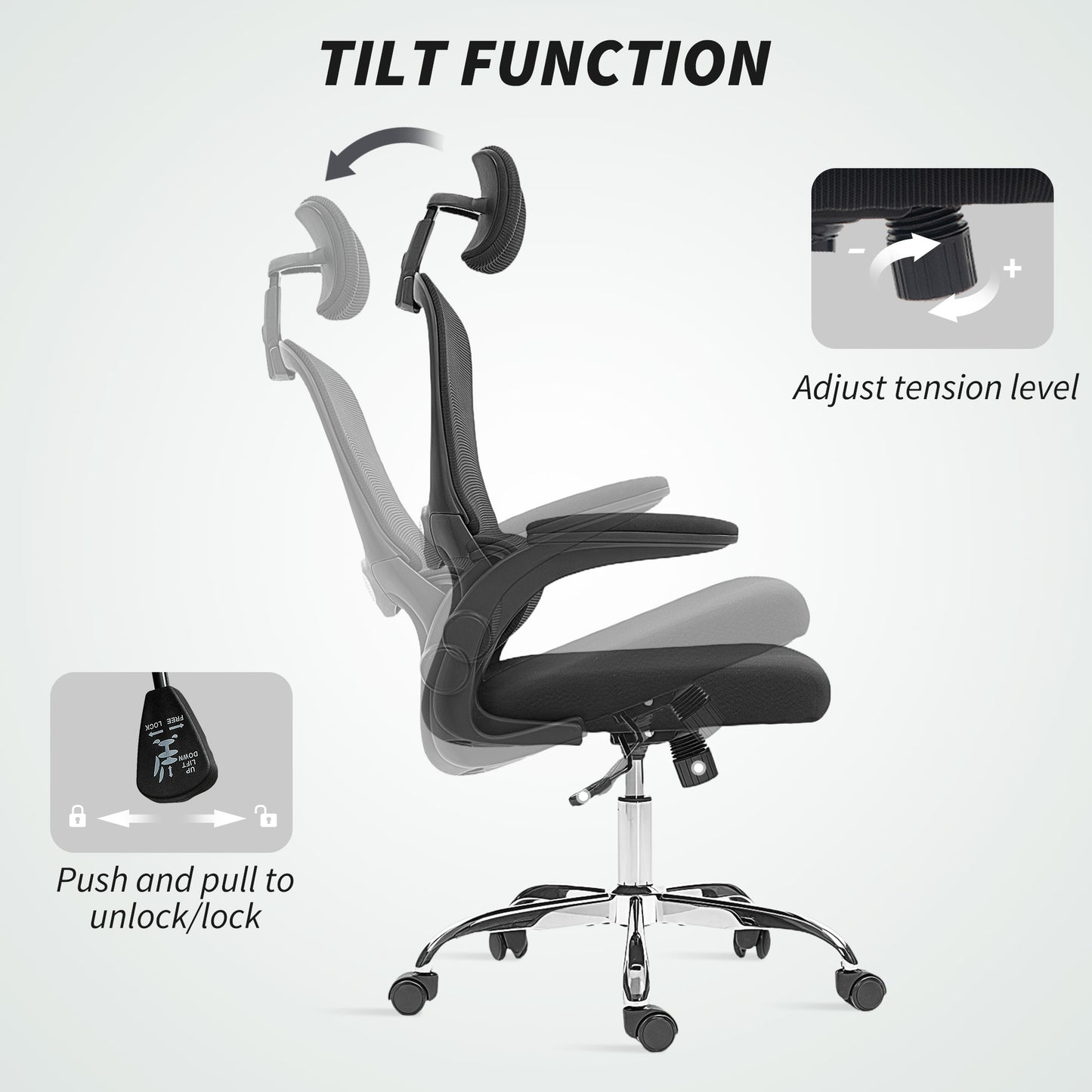 HOMCOM Mesh Back Office Chair, with Lumbar Support - Black