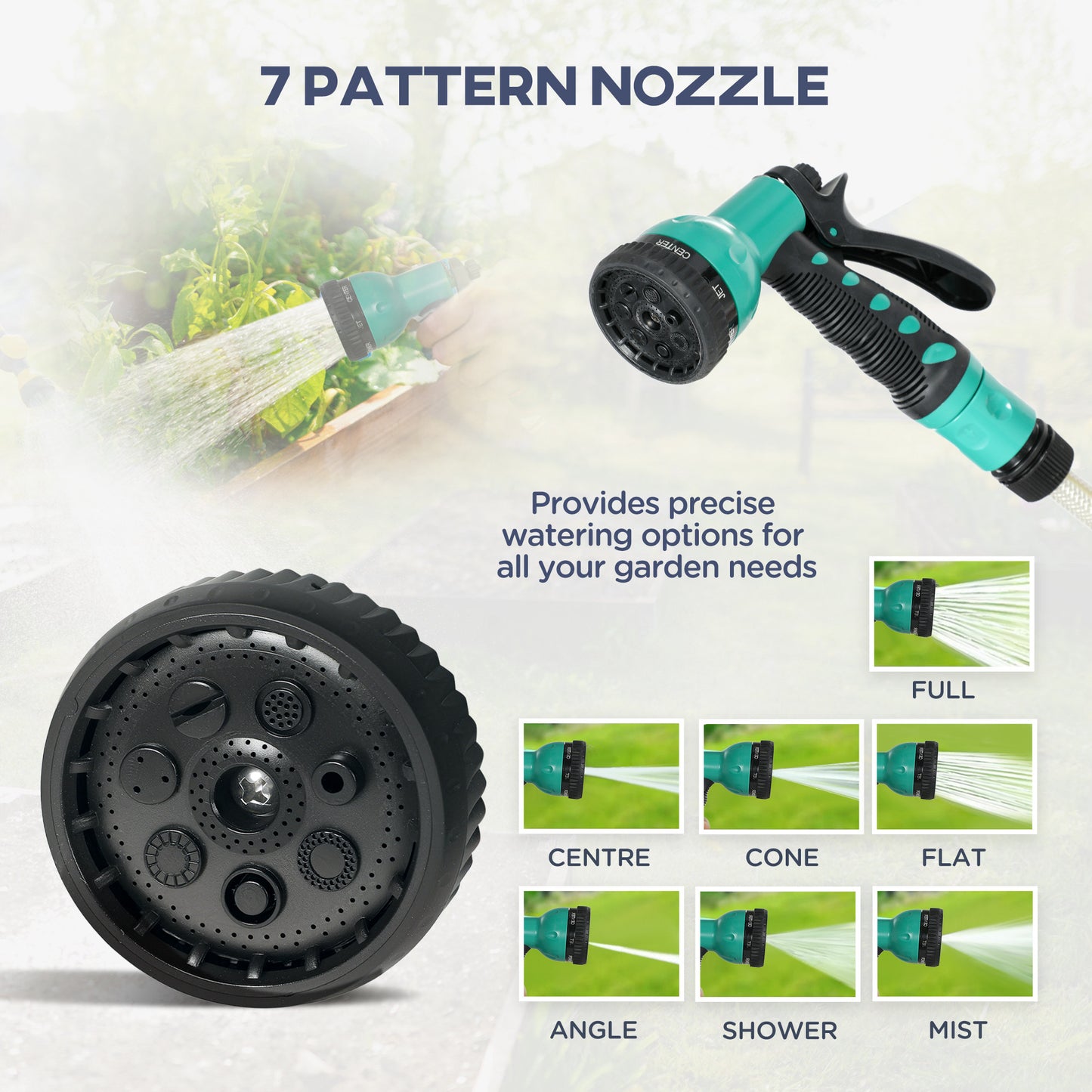 Outsunny Retractable Hose Reel, 20+2m, 7 Spray Nozzles, 180° Swivel, Grey