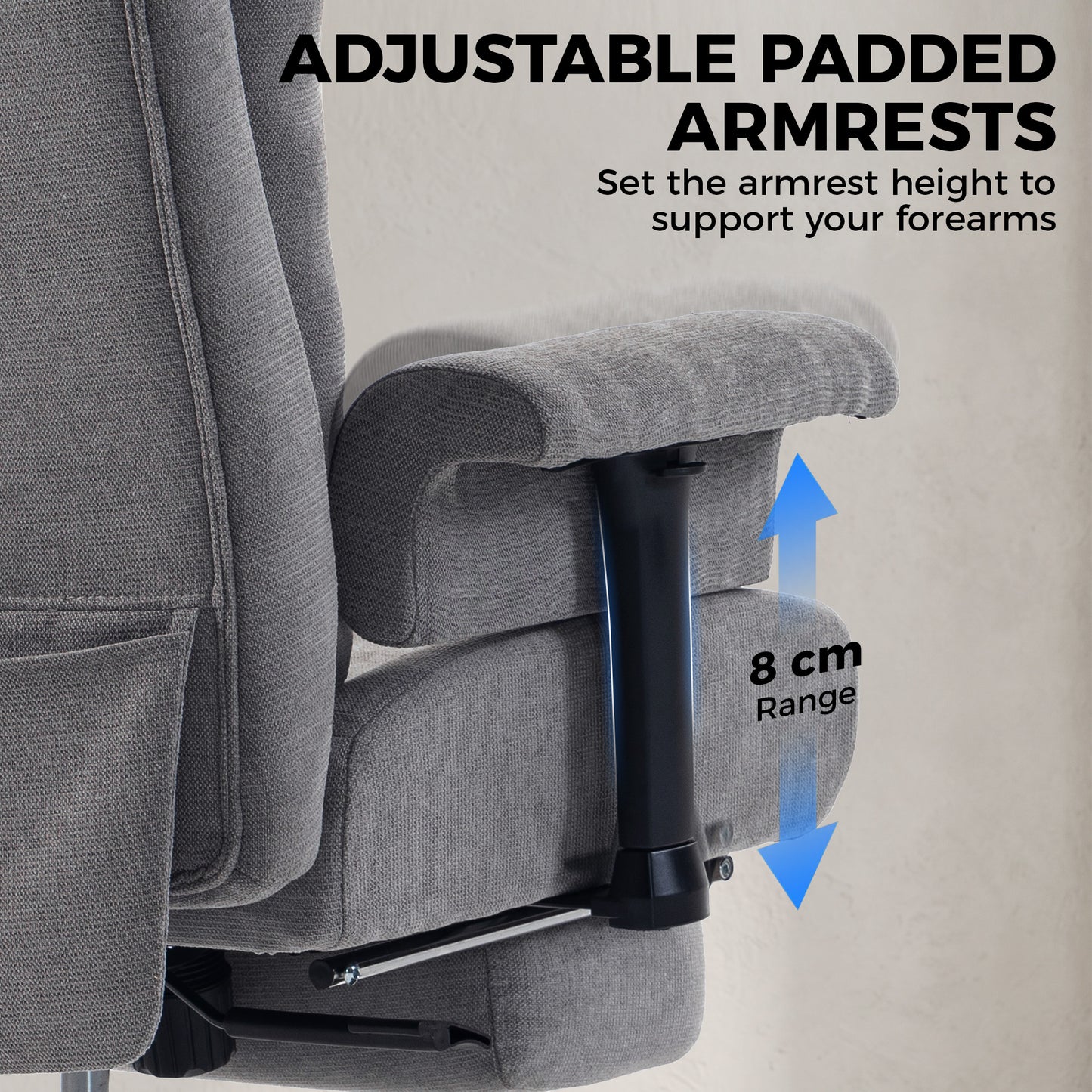 HOMCOM Big and Tall Office Chair, 250 kg Heavy Duty Executive Desk Chair with Adjustable Armrests and High Back, Dark Grey