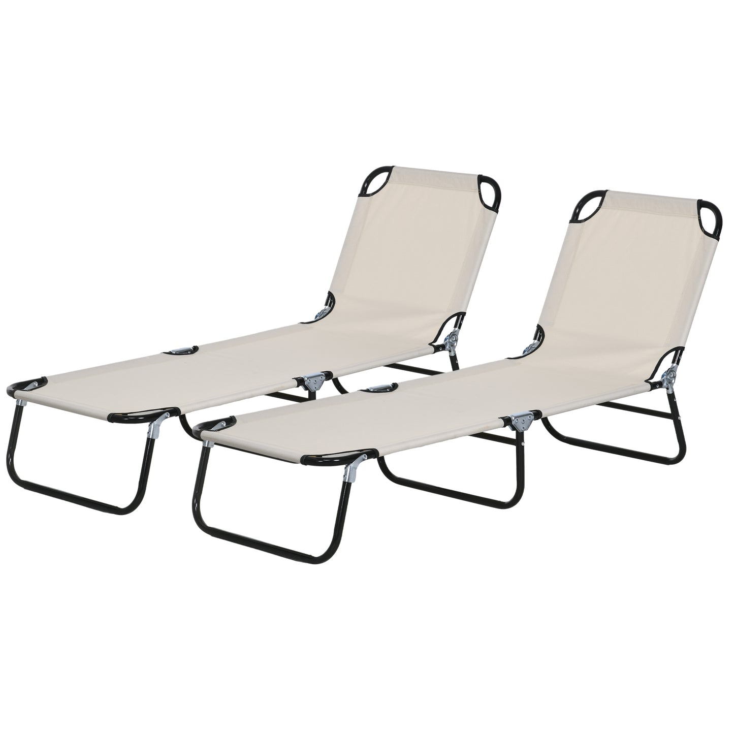 Outsunny Garden Sun Lounger with Five-Position Back - Cream White