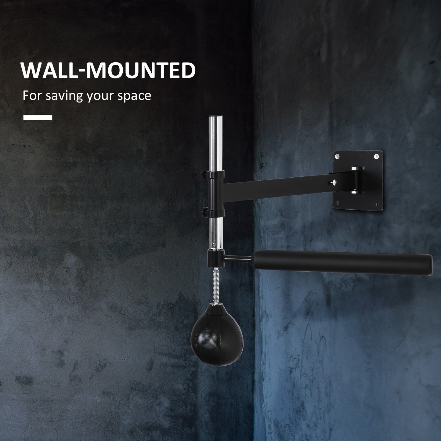 HOMCOM Wall Mount Height Adjustable Speed Bag Boxing, Height Adjustable Punching Bag, Training Kit