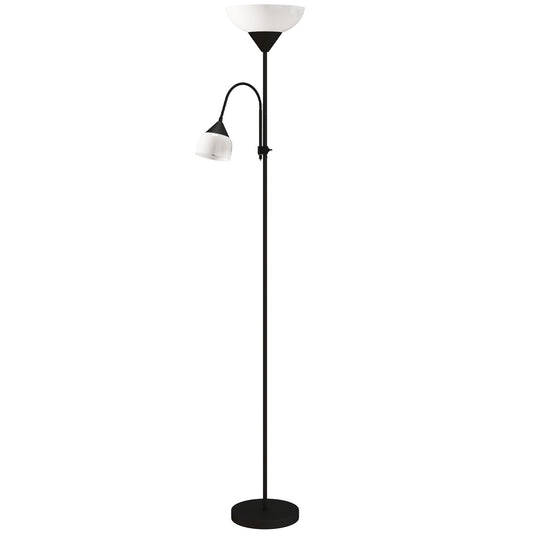 HOMCOM LED Floor Lamp, 180cm Tall Standing with Mother and Child Uplighter, Adjustable Gooseneck, 3 Colour Temps, Black