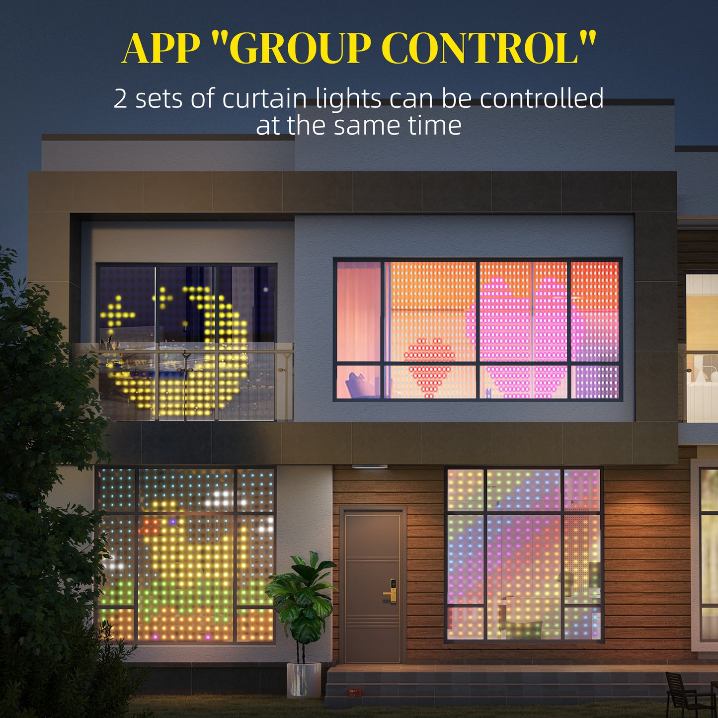 HOMCOM LED Curtain Lights, Plug-In Colour Changing with Remote, 400 RGBIC LEDs for Bedroom Decor, 3x3m