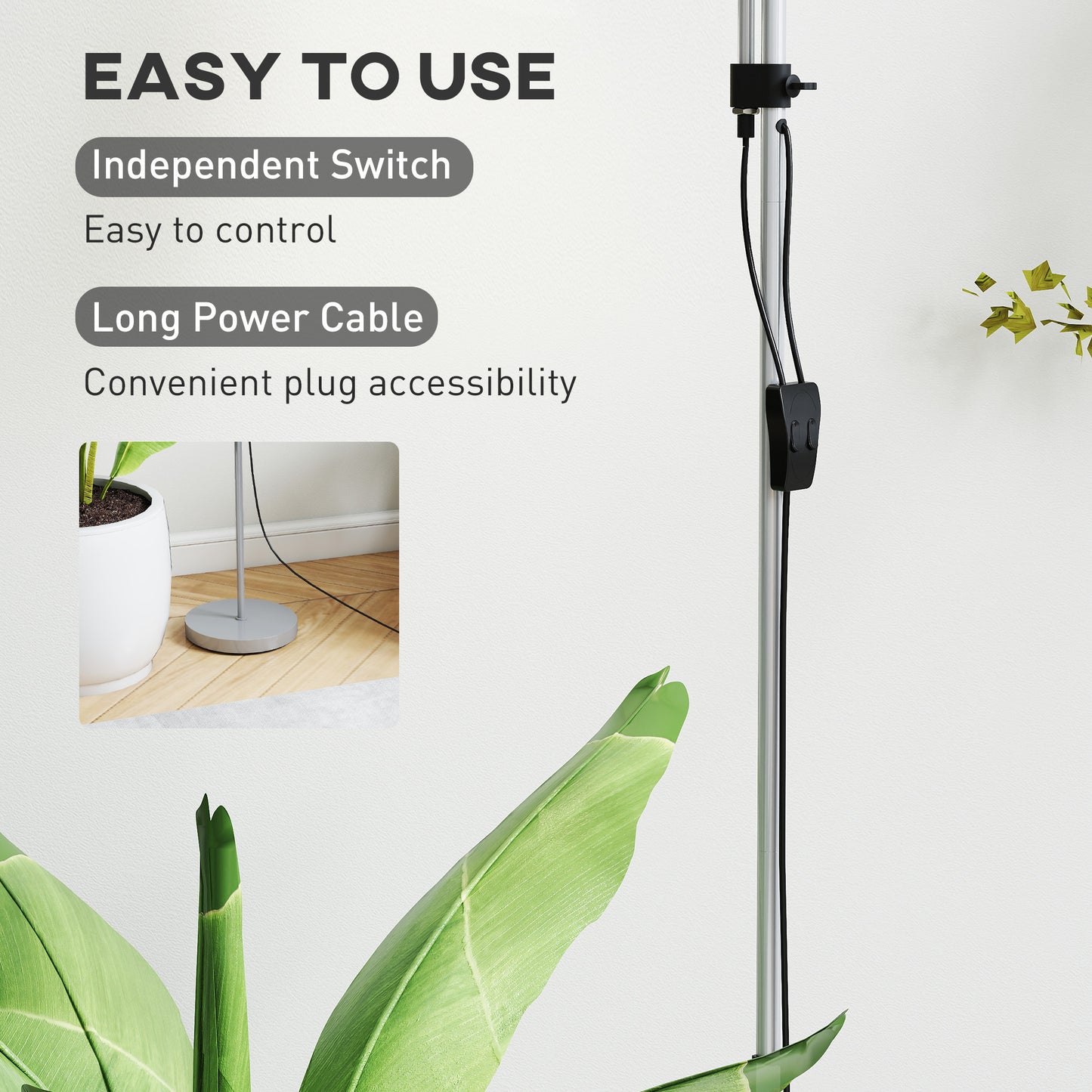 HOMCOM LED Floor Lamp, 180cm Tall with Adjustable Gooseneck, 3000K/4500K/6500K Colour Temps, Mother & Child Uplighter, Silver Tone
