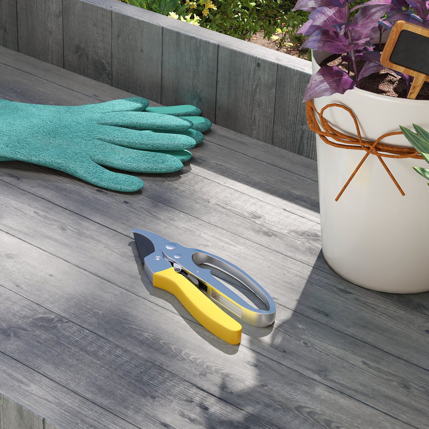 Outsunny Garden Secateurs, Heavy Duty Pruning Shears with SK5 Blade, Bypass Pruners, Safety Lock, Non-Slip Handles, Ergonomic, Green
