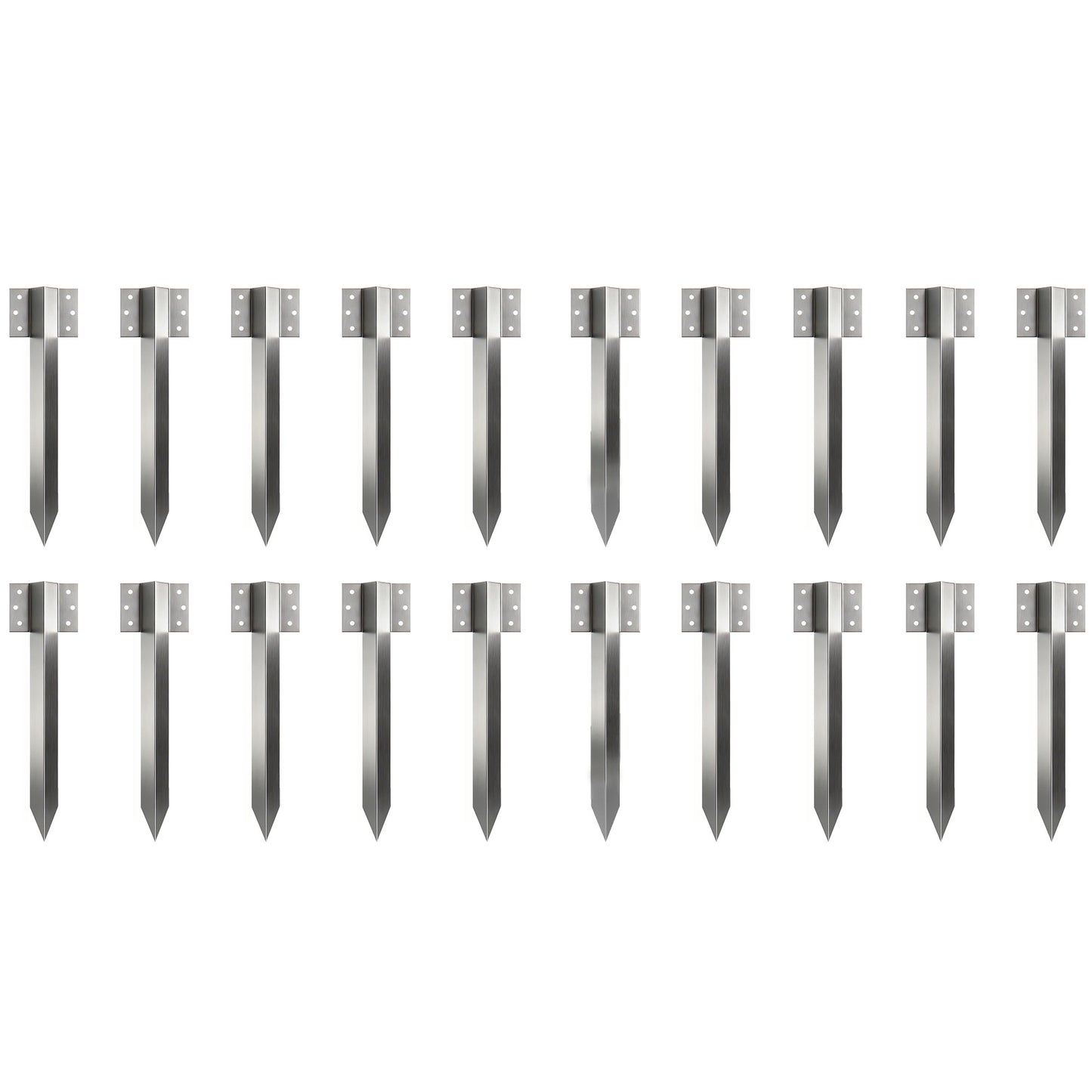 Outsunny 20 Pack Railway Sleeper Brackets, 41 cm Heavy Duty Galvanised Steel Sleeper Stakes with Screws and Gloves