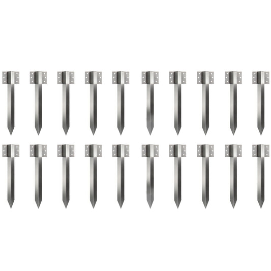 Outsunny 20 Pack Railway Sleeper Brackets, 41 cm Heavy Duty Galvanised Steel Sleeper Stakes with Screws and Gloves