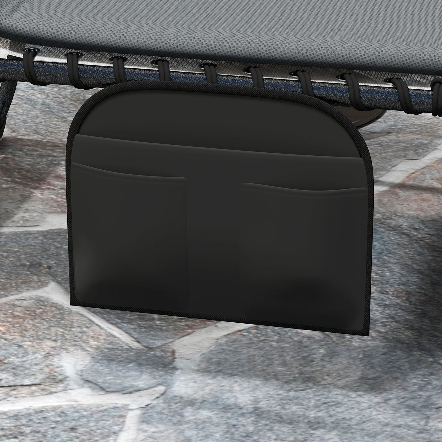 Outsunny Folding Sun Loungers Set of 2, Recliner Garden Chairs with Pad, Headrest & Pocket, Charcoal Grey