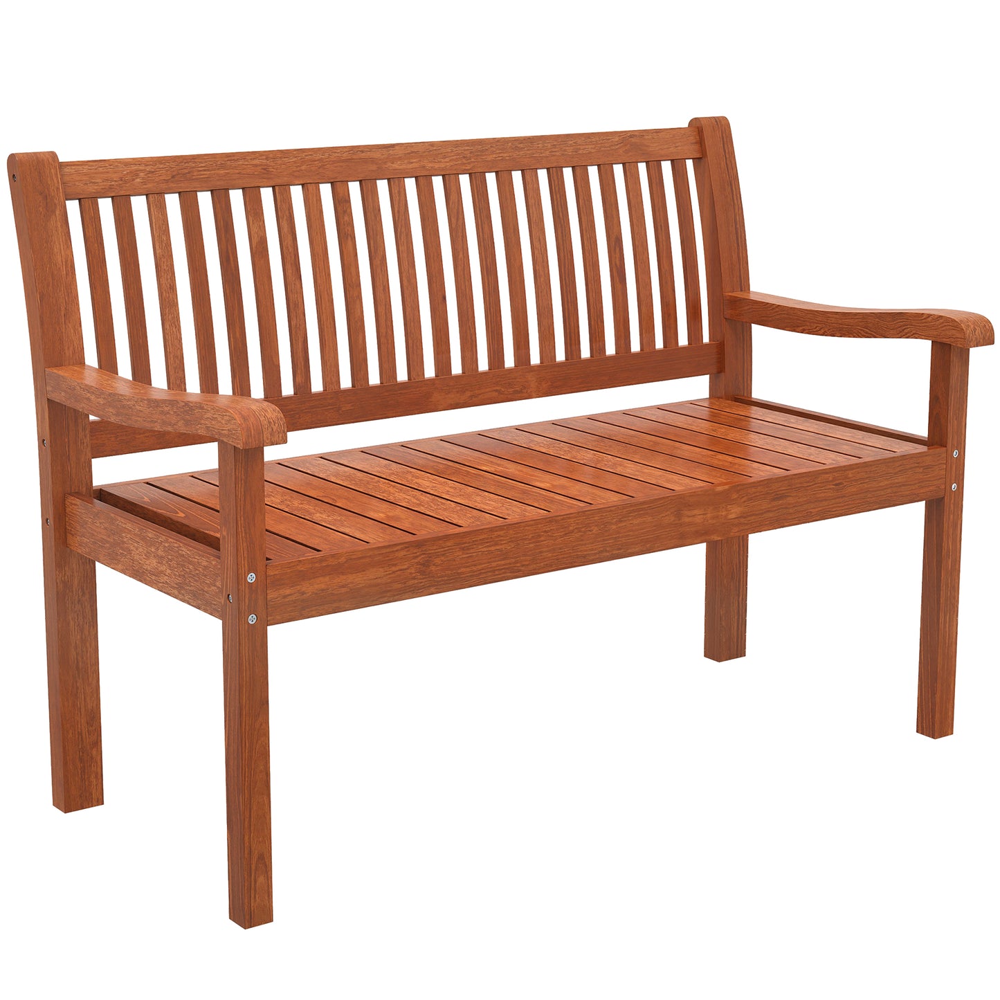 Outsunny Garden Bench 2 Seater, Wooden Outdoor Bench with Waterproof Cover, Garden Seat with Ergonomic Backrest