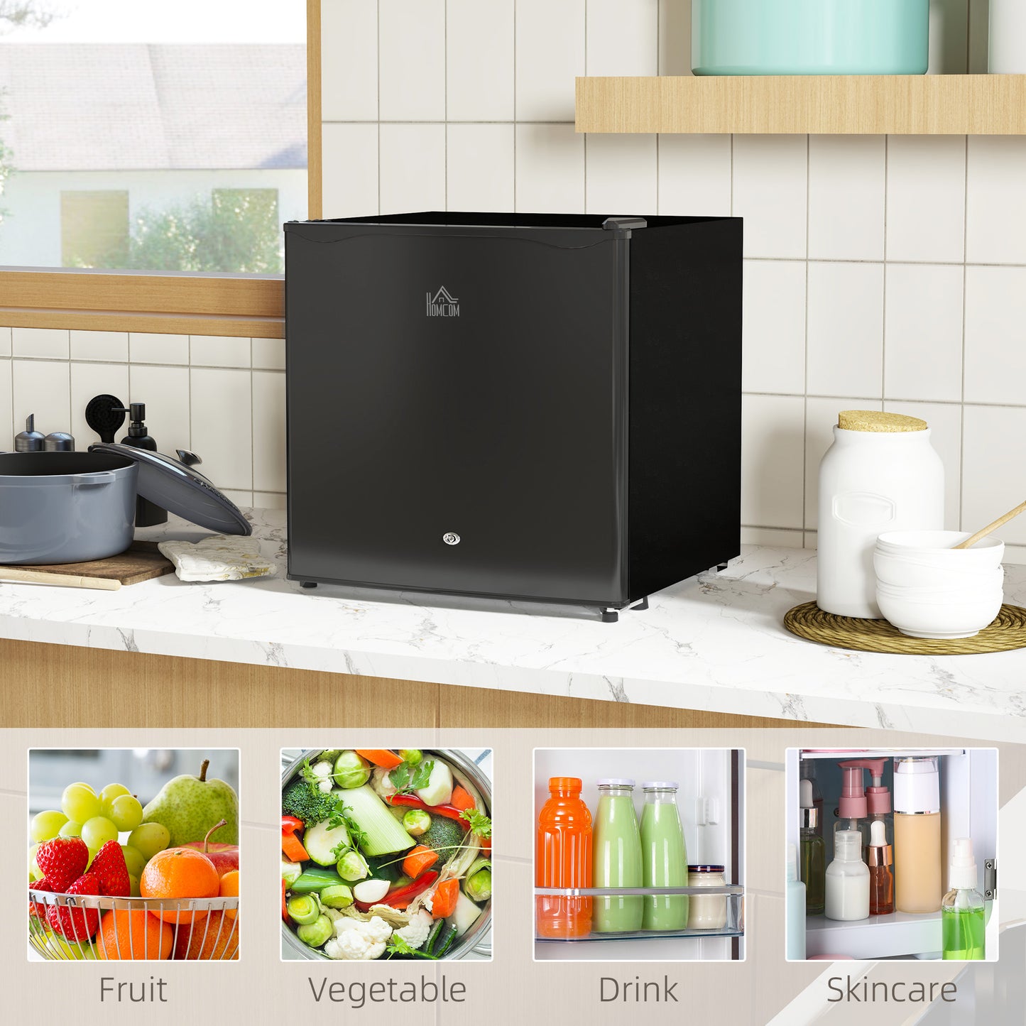 HOMCOM 46 Litre Lockable Countertop Fridge - Black