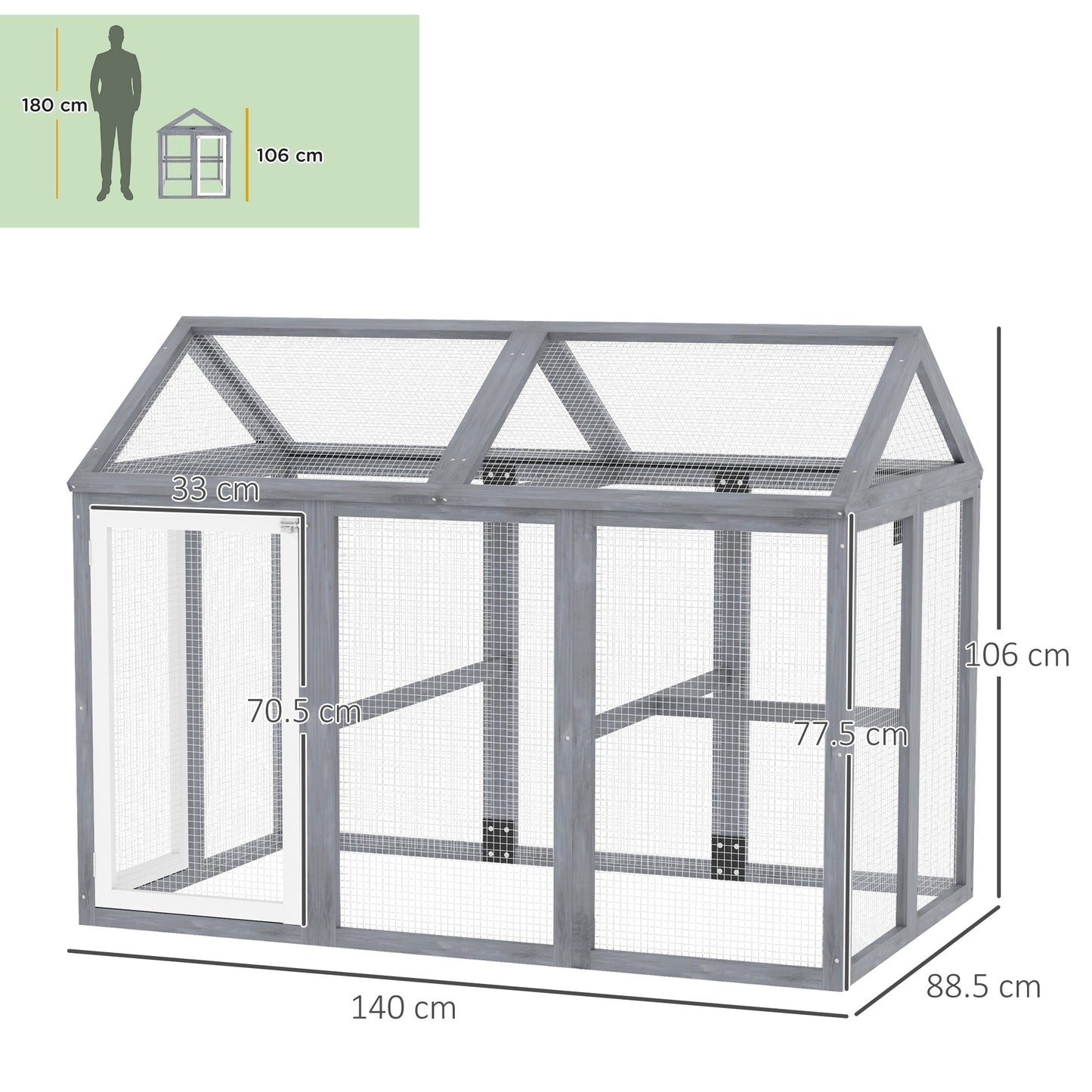 PawHut Large Chicken Run, Wooden Chicken coop, with Combinable Design - Wood Effect