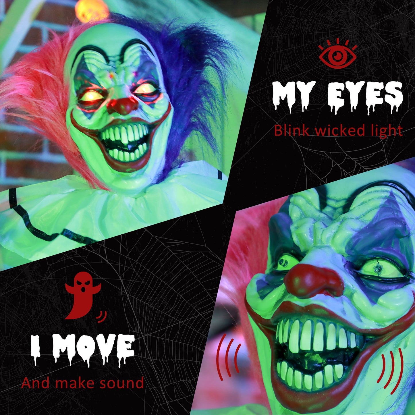 HOMCOM 173cm  Laughing Clown Outdoor Halloween Decoration