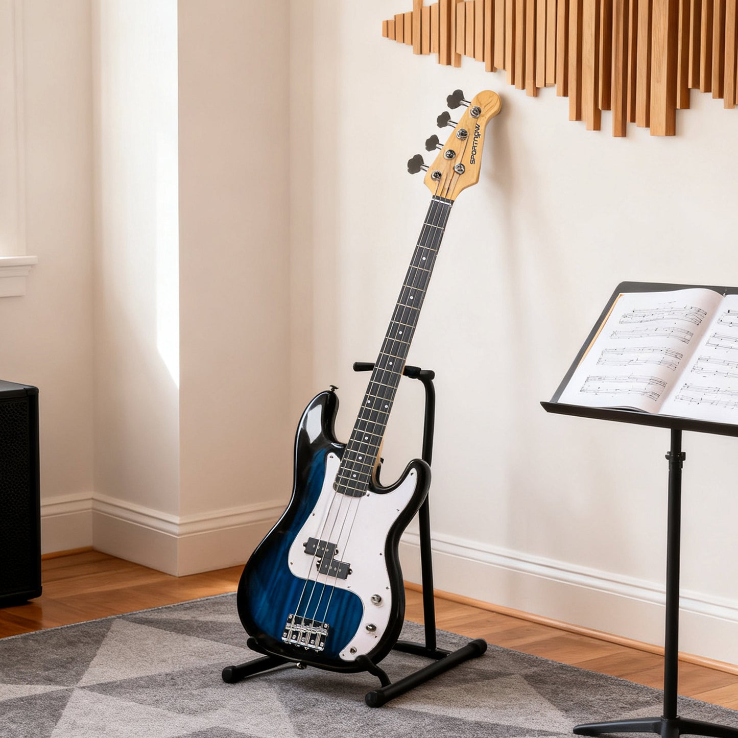 SPORTNOW 4 String Full Size Electric Bass Guitar for Beginners