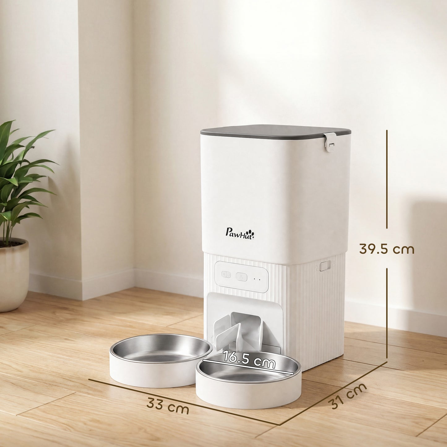 PawHut 7L Automatic Cat Feeder with App Control, 2.4G/5G WiFi, Timer, 15 Meals/Day, Dual Power, 10s Voice Recording, Anti-Clog
