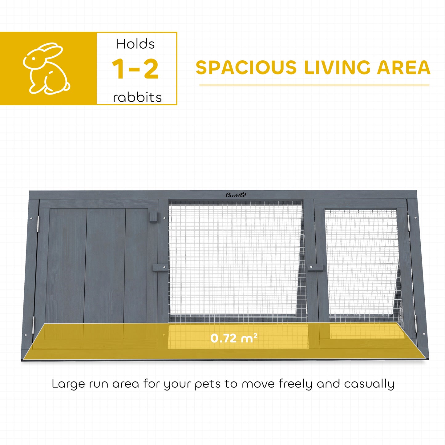 PawHut Rabbit Hutch, Wooden Guinea Pig Hutch with Run Doors, Outdoor Triangle Bunny House for Rabbits,Duck and Chicken