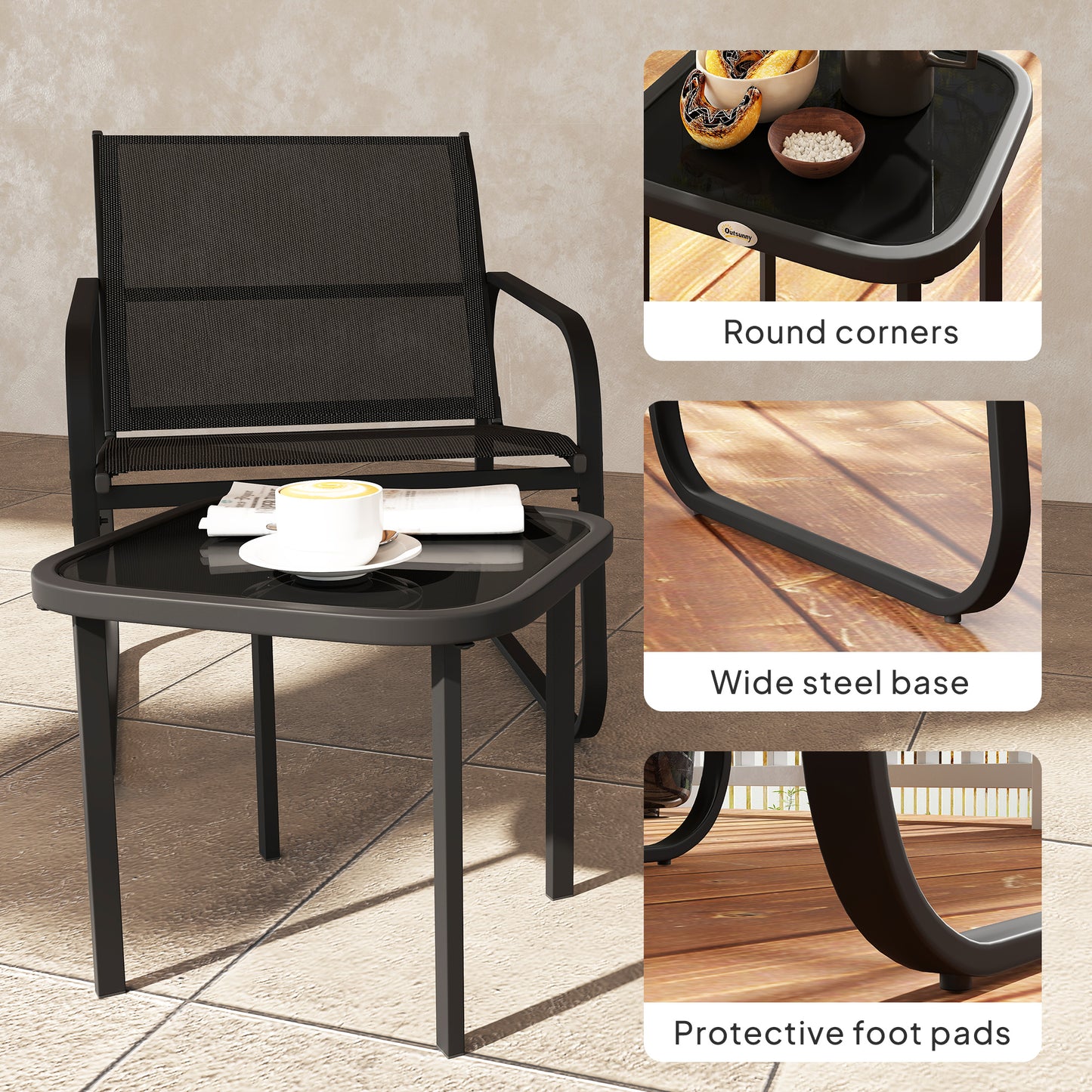 Outsunny Three-Piece Garden Seating Set - Black