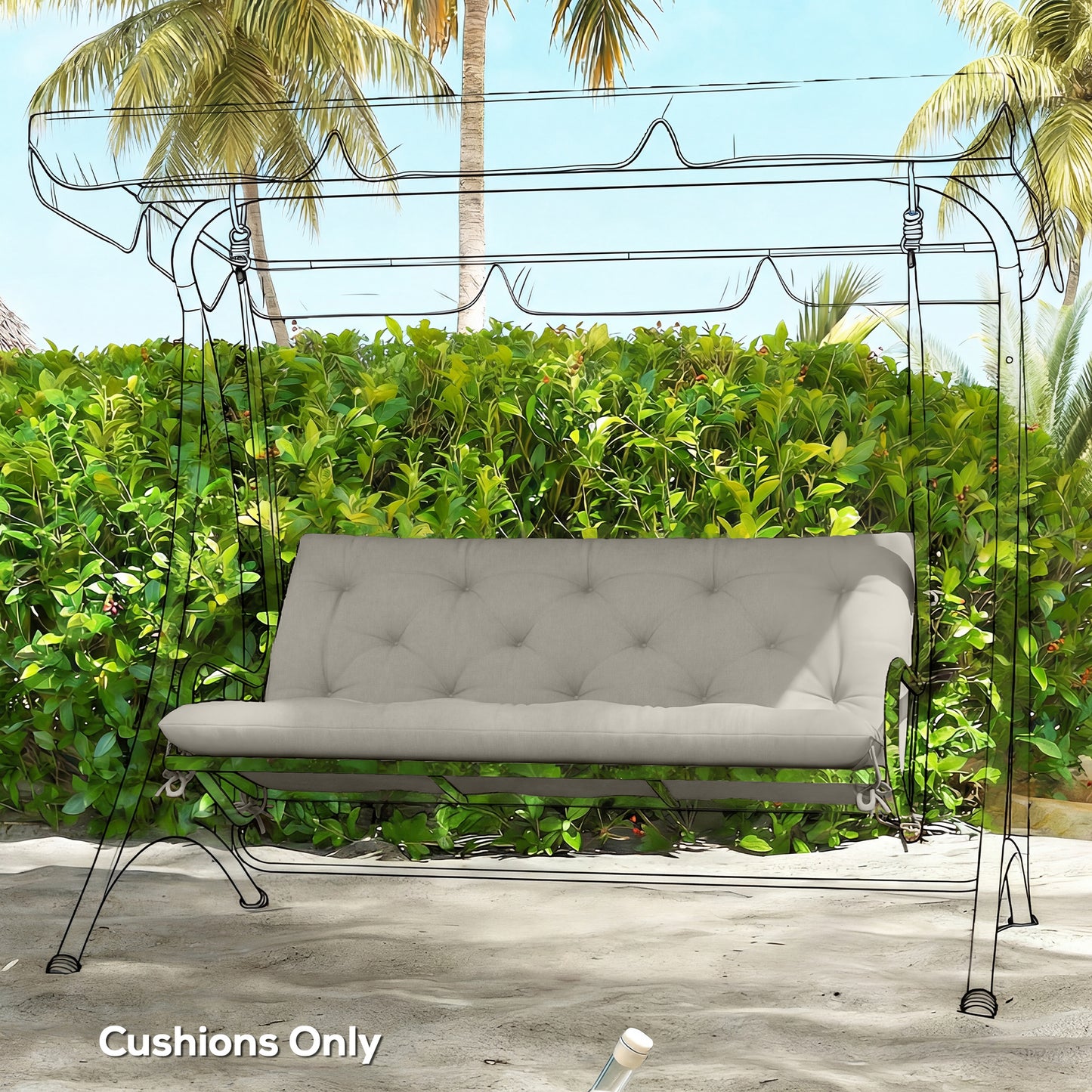 Outsunny Garden Bench Cushion, 2 Seater Swing Chair Cushion, Seat Pad for Indoor and Outdoor Use, 110 x 120 cm